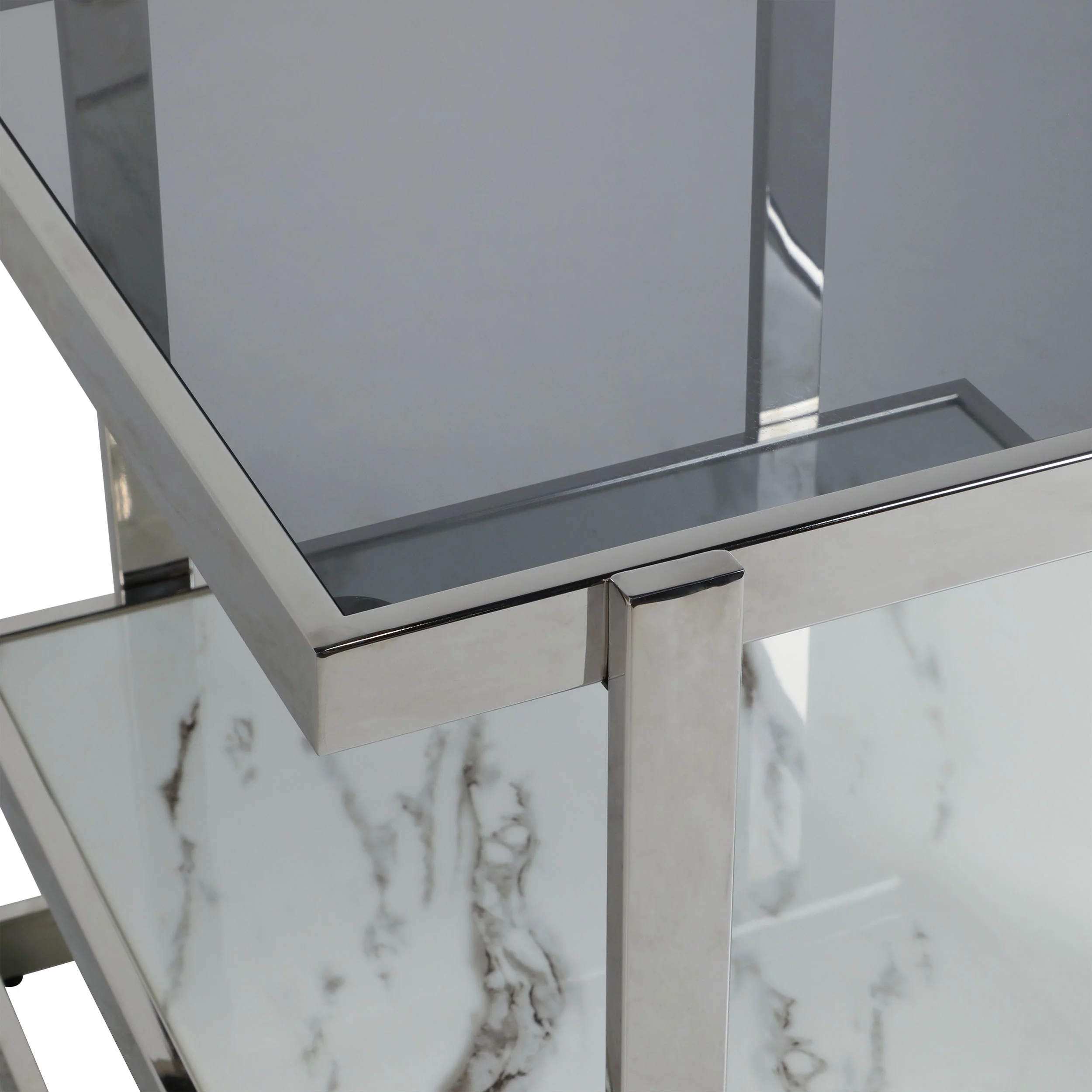 2-Tier Glass Top Side Table, White - Image 5