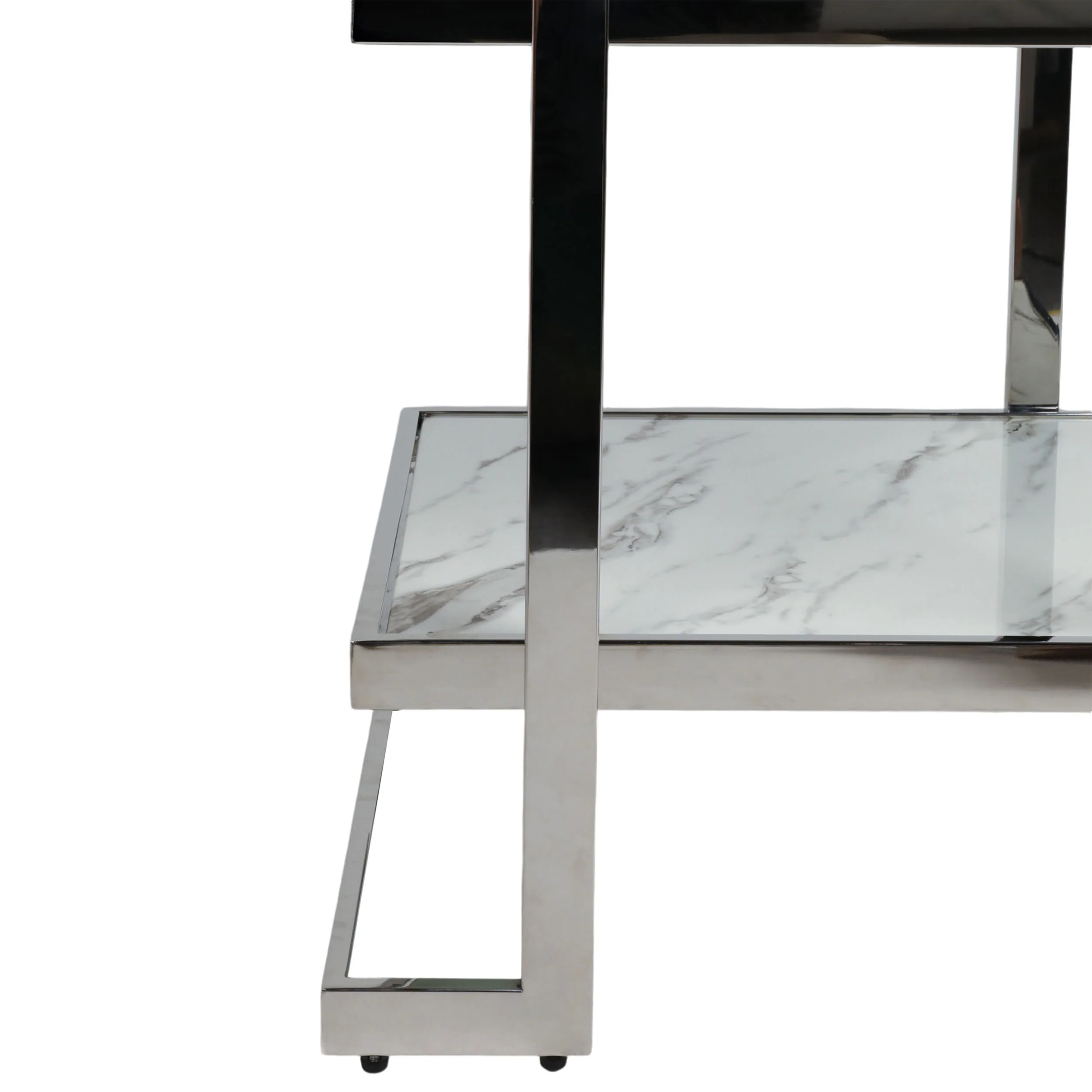 2-Tier Marble Top Side Table, White/Gold - Image 4