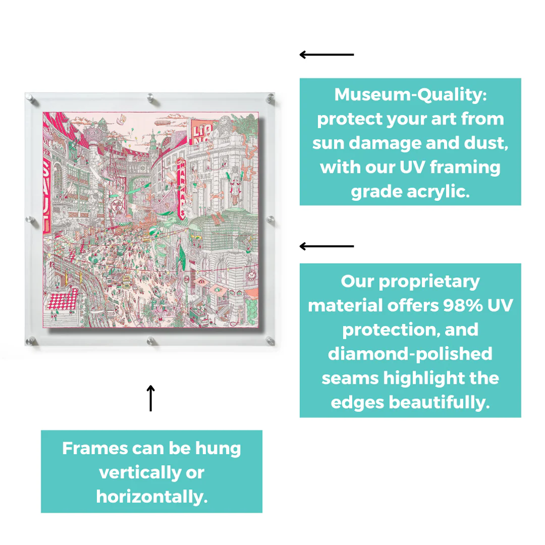 36x36" Floating Clear Acrylic Scarf Frame (Frame Size 40x40") - Image 17