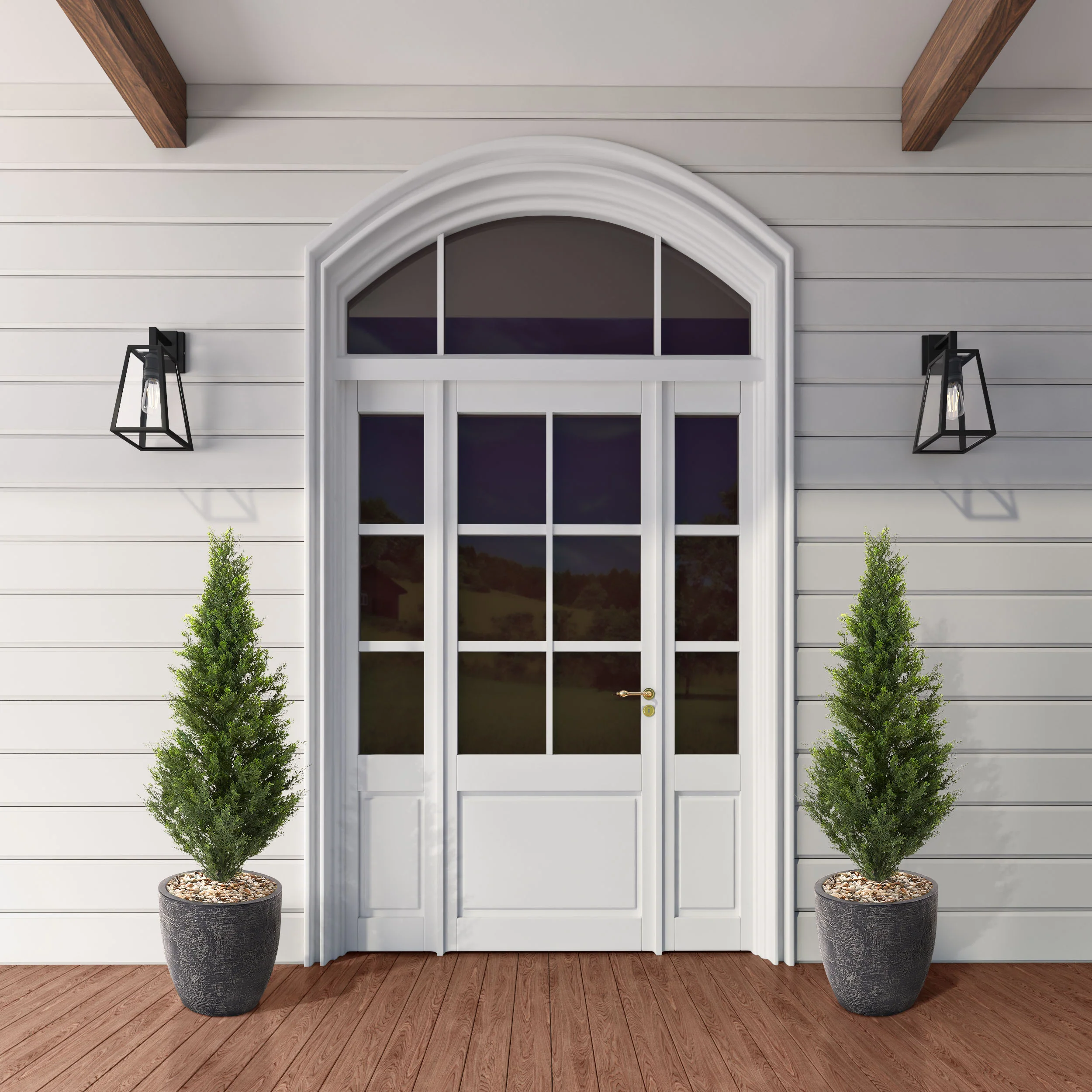 4.5' Cedar Topiary in Hudson Planter, Grey - Image 2