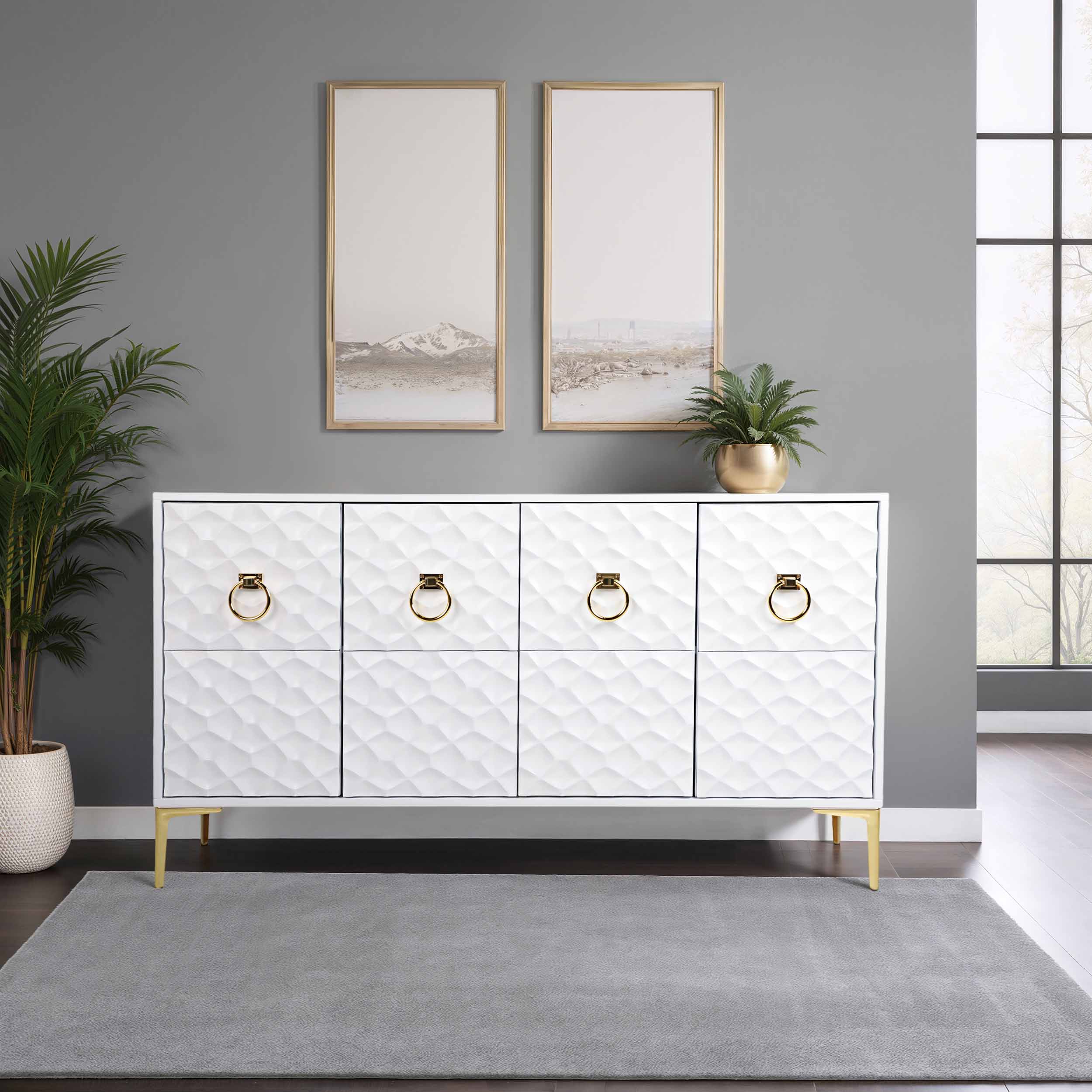 4 Door Cabinet, White - Image 6