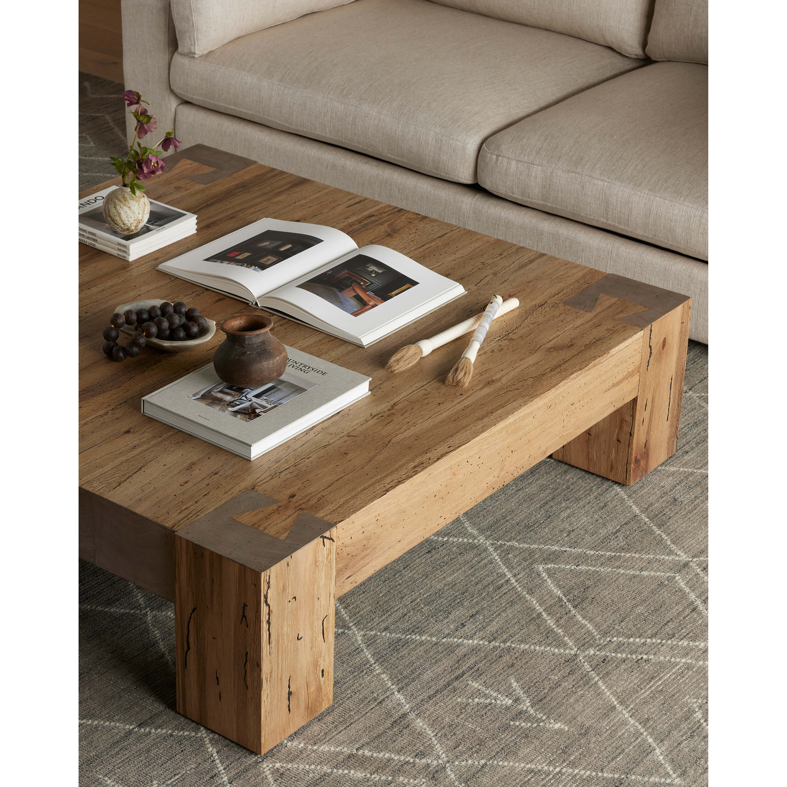 Abaso Coffee Table, Rustic Wormwood Oak by Four Hands - Image 6