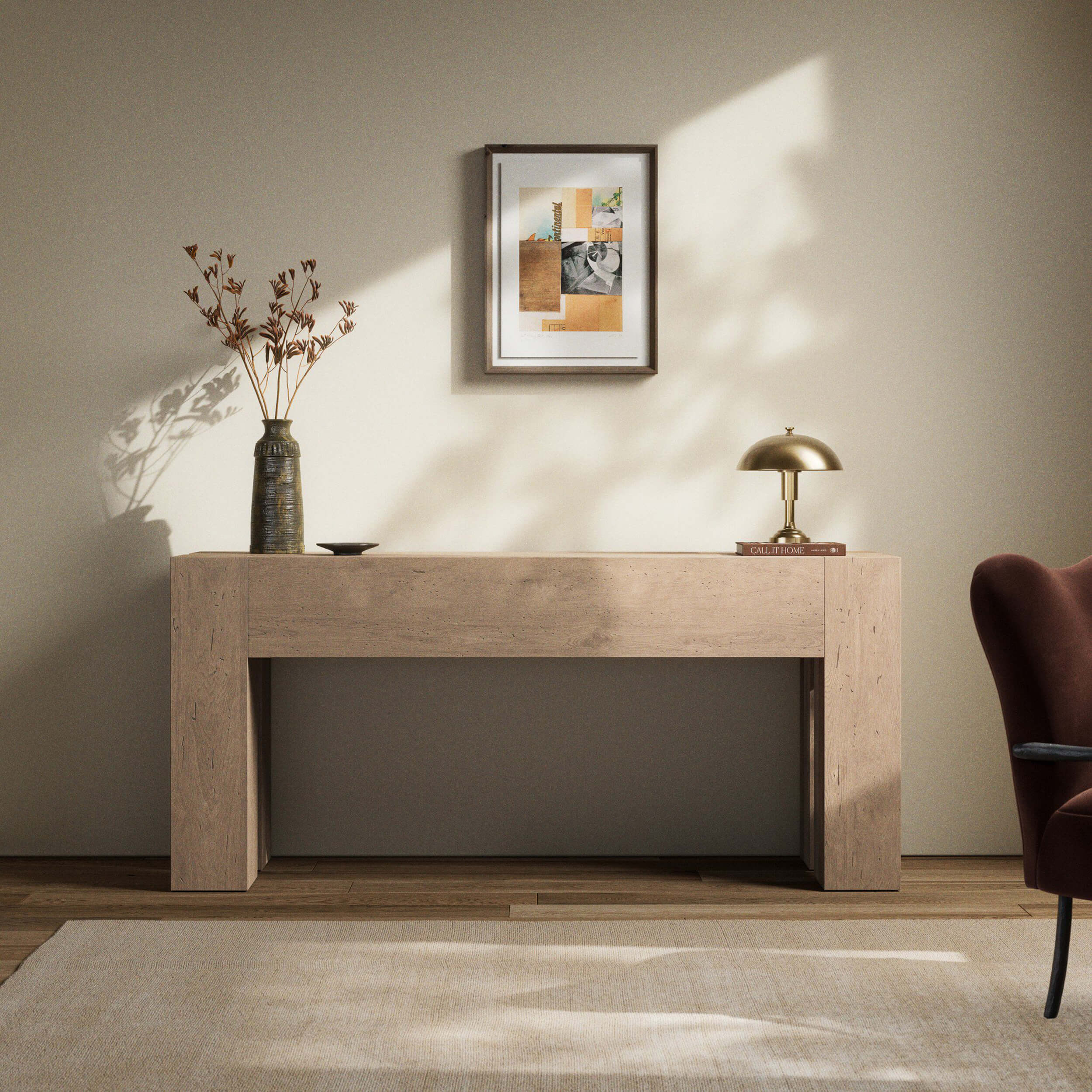 Abaso Console Table, Whitewash Rustic by Four Hands - Image 6