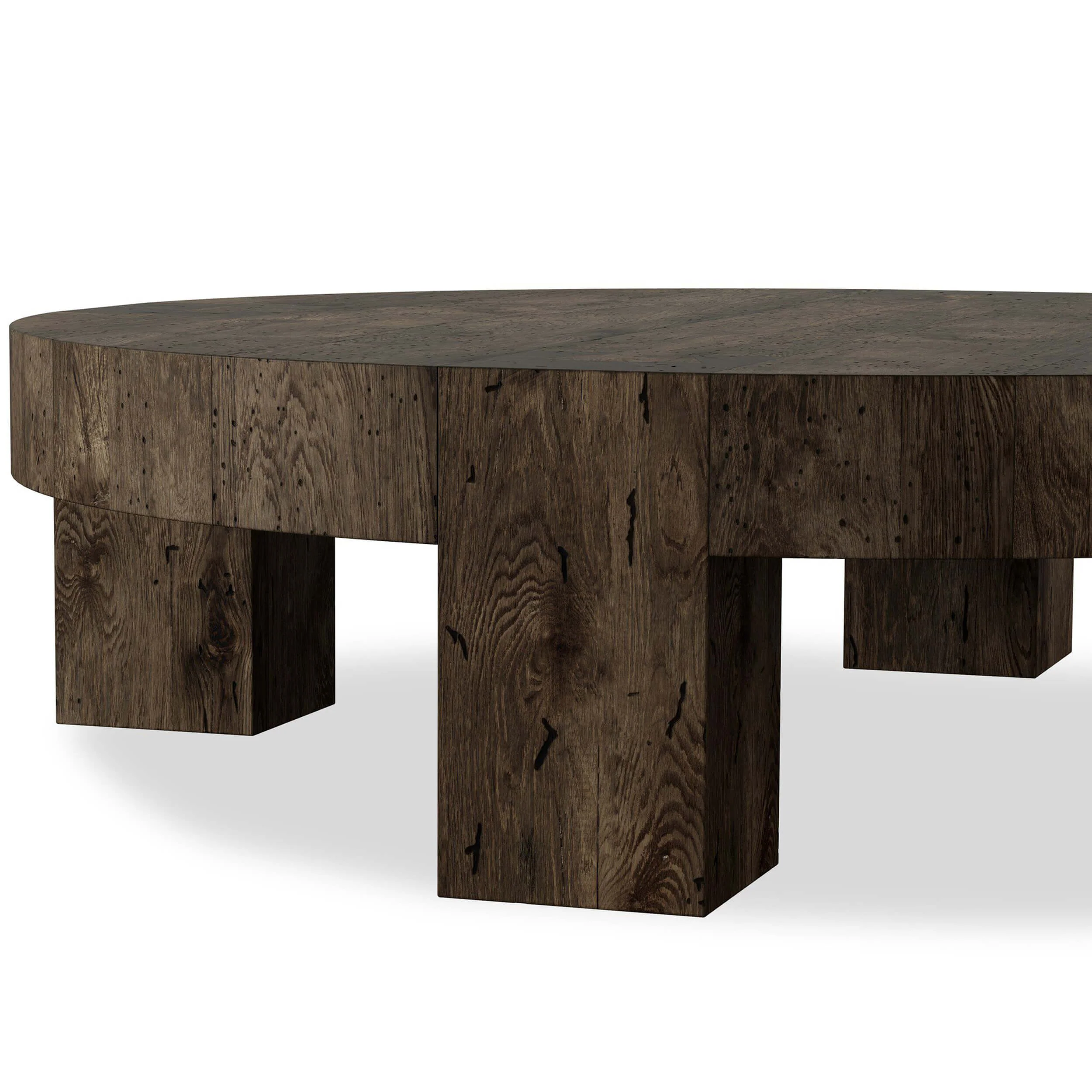 Abaso Round Coffee Table, Ebony Rustic by Four Hands - Image 11