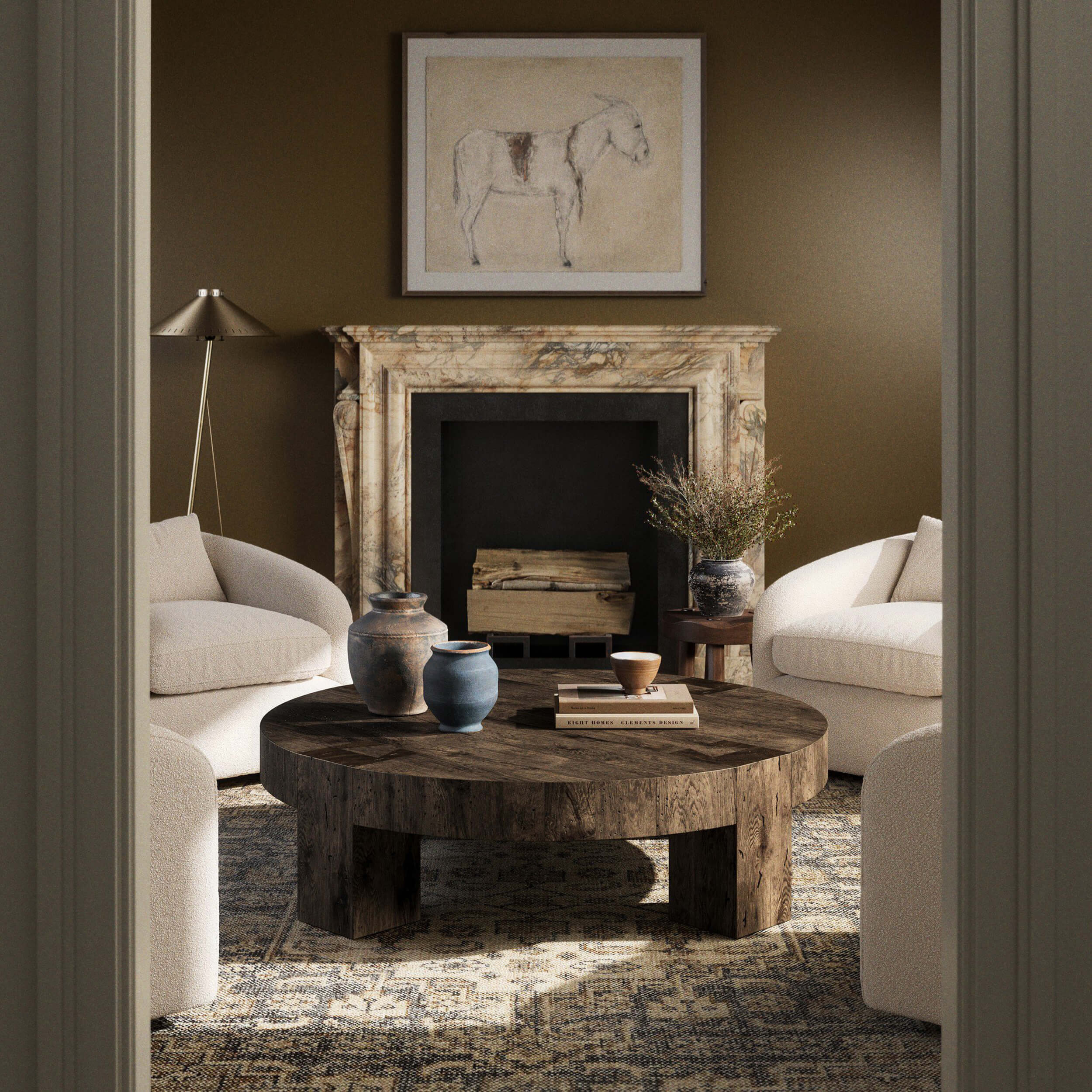 Abaso Round Coffee Table, Ebony Rustic by Four Hands - Image 12