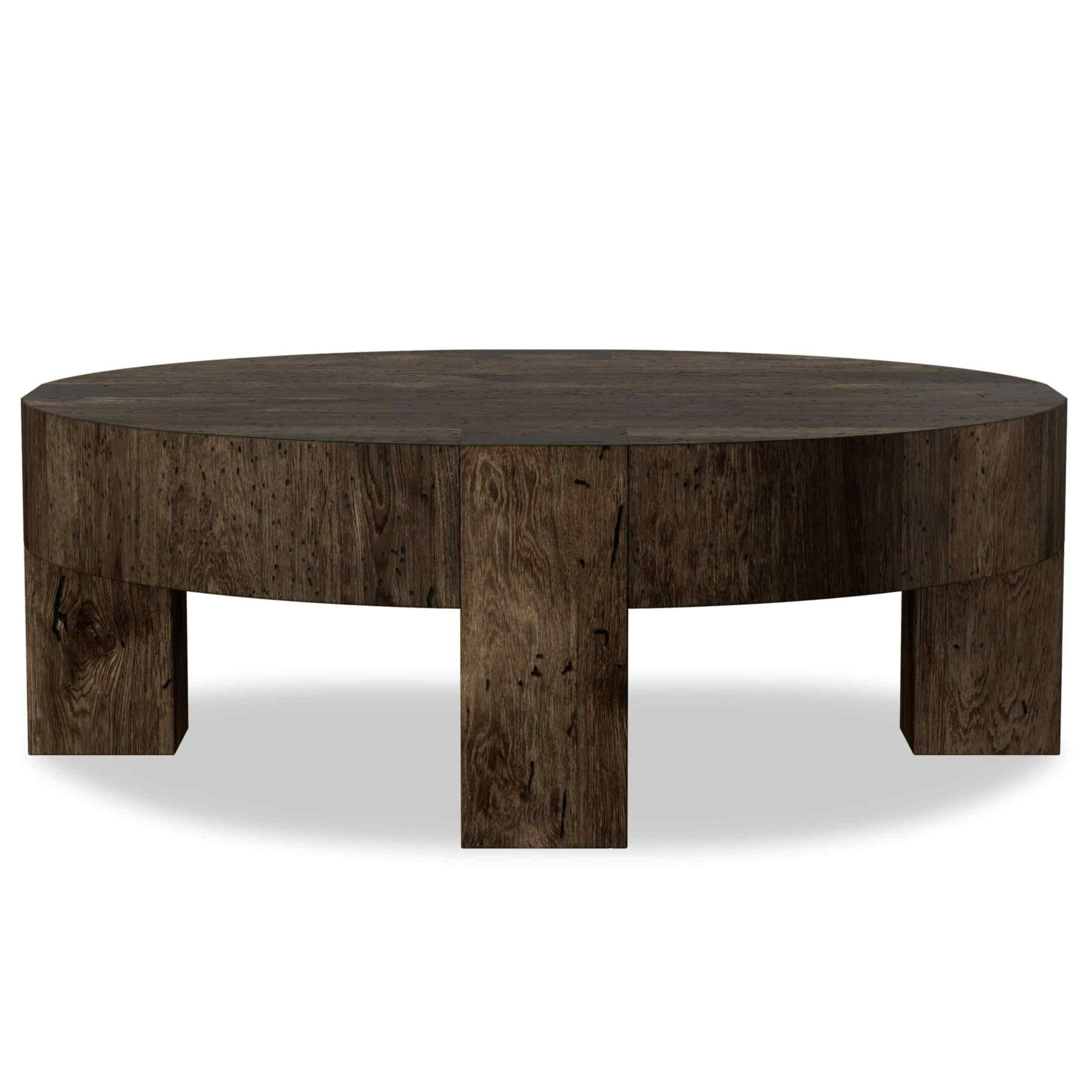 Abaso Round Coffee Table, Ebony Rustic by Four Hands - Image 2