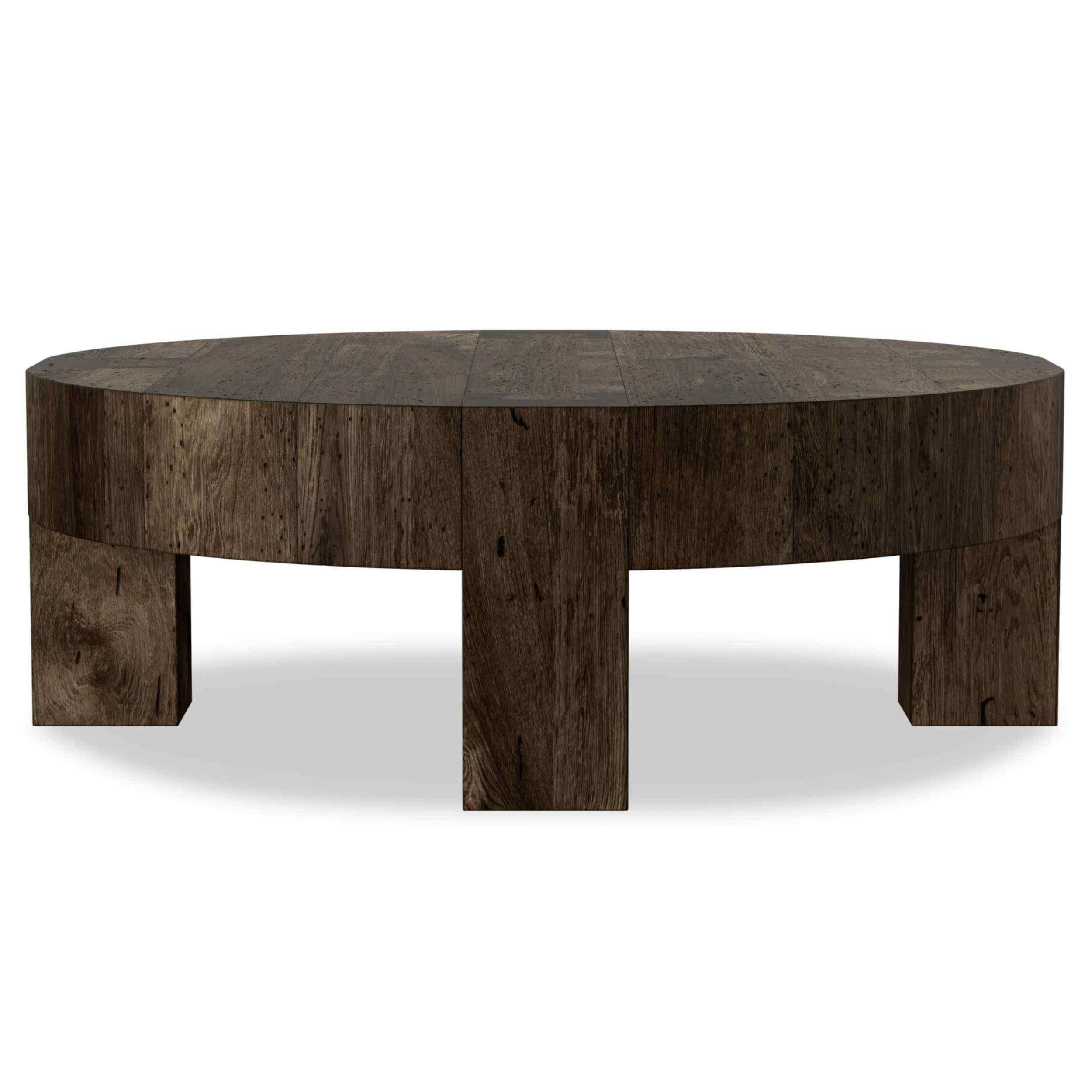 Abaso Round Coffee Table, Ebony Rustic by Four Hands - Image 3