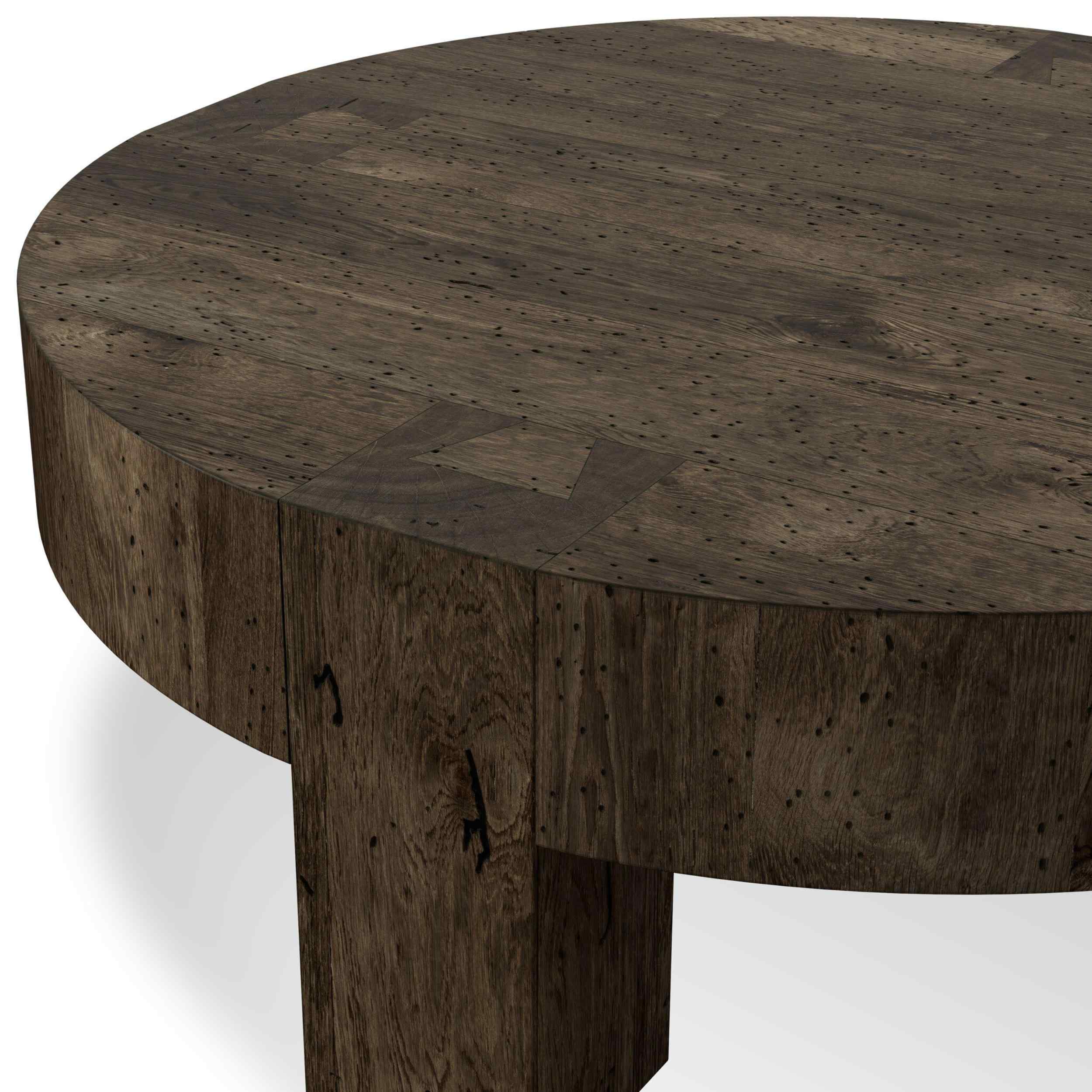 Abaso Round Coffee Table, Ebony Rustic by Four Hands - Image 4