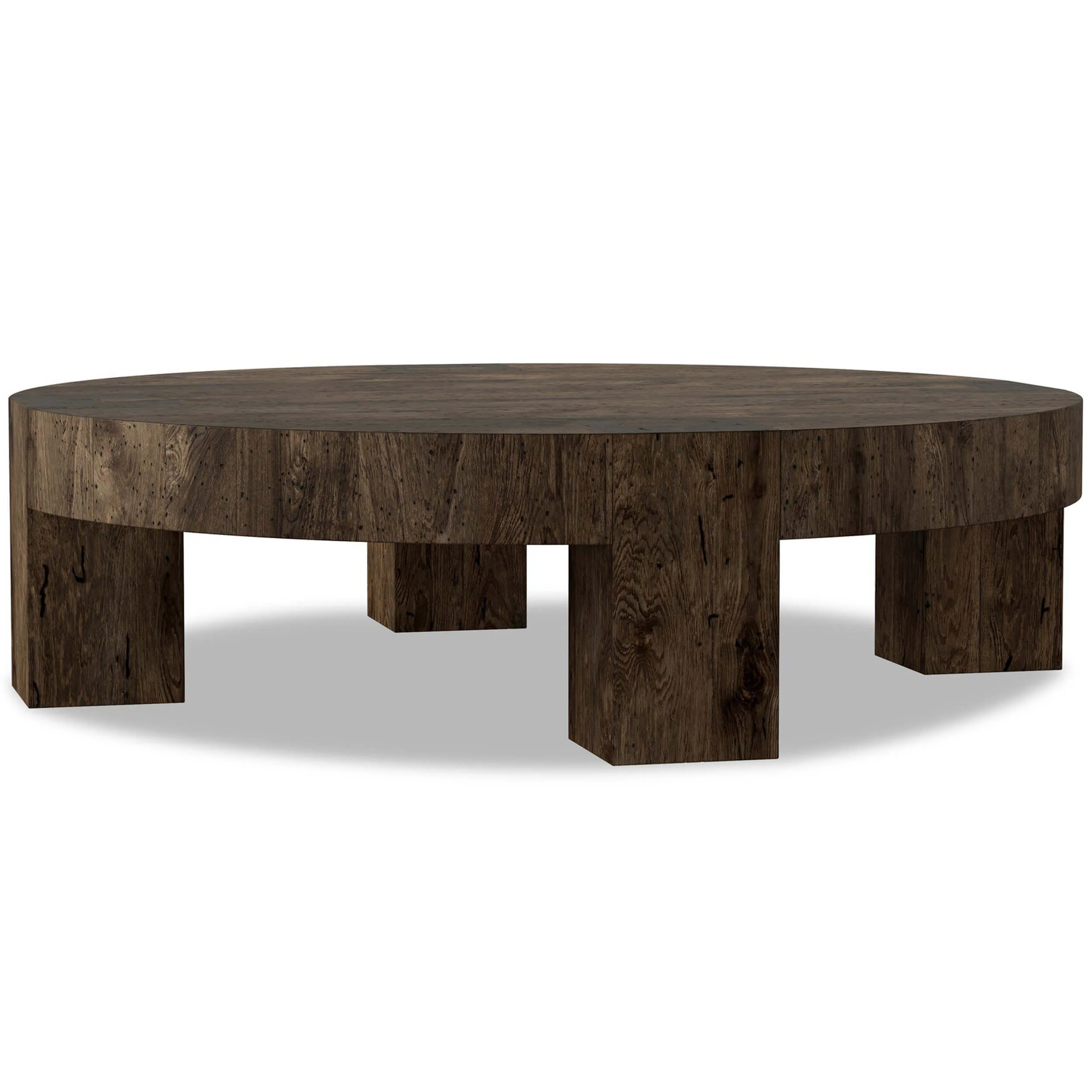 Abaso Round Coffee Table, Ebony Rustic by Four Hands - Image 6