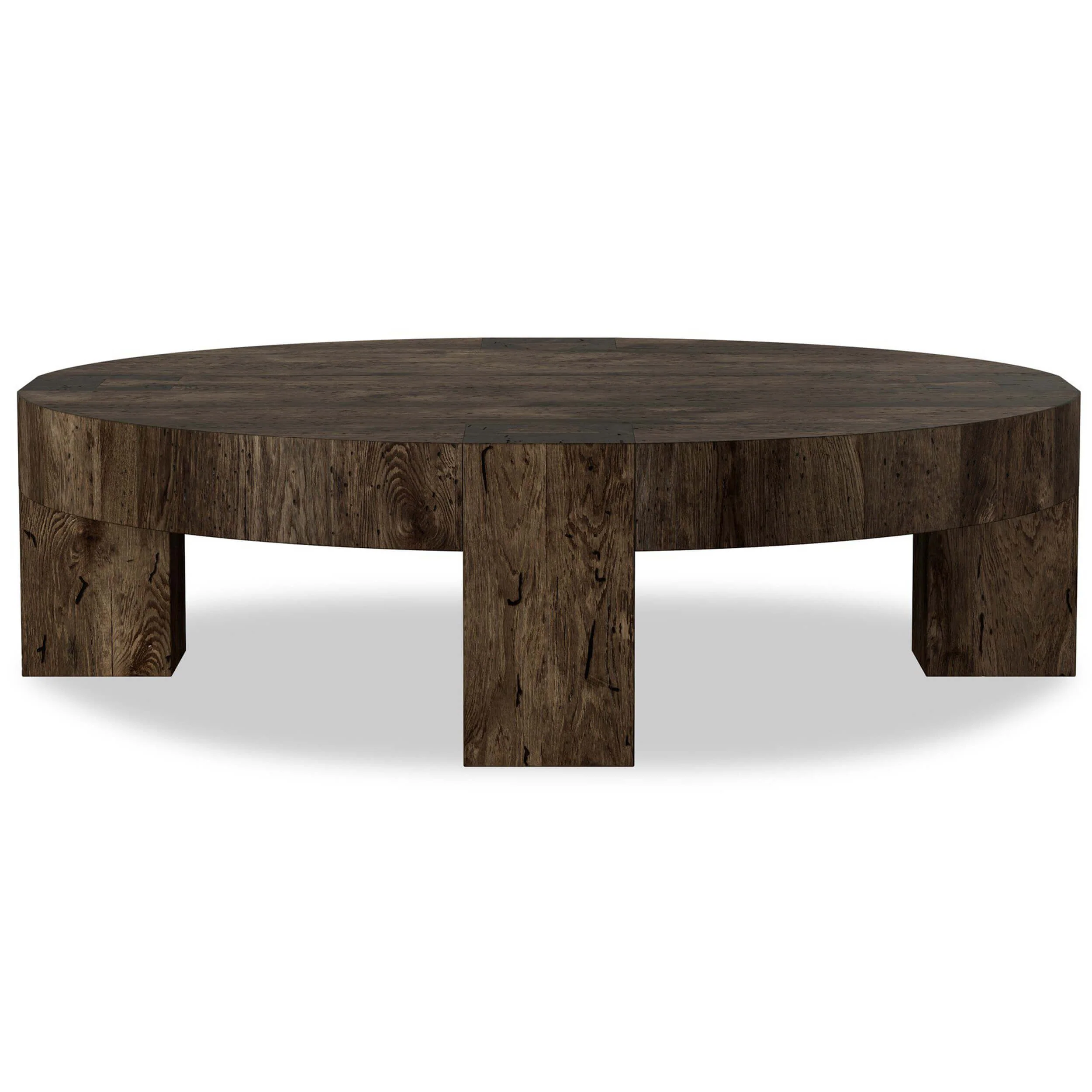 Abaso Round Coffee Table, Ebony Rustic by Four Hands - Image 8
