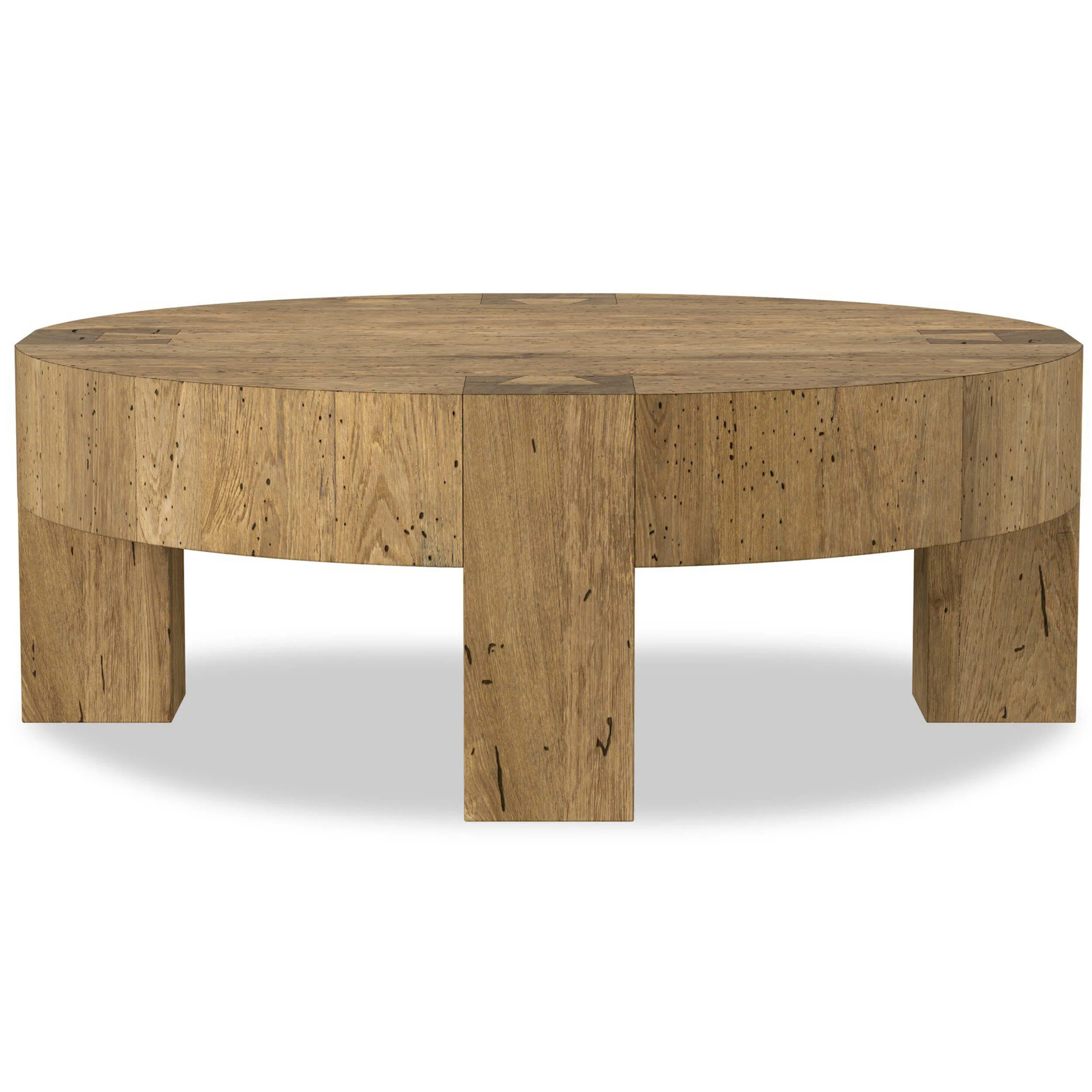 Abaso Round Coffee Table, Rustic Wormwood Oak by Four Hands - Image 9