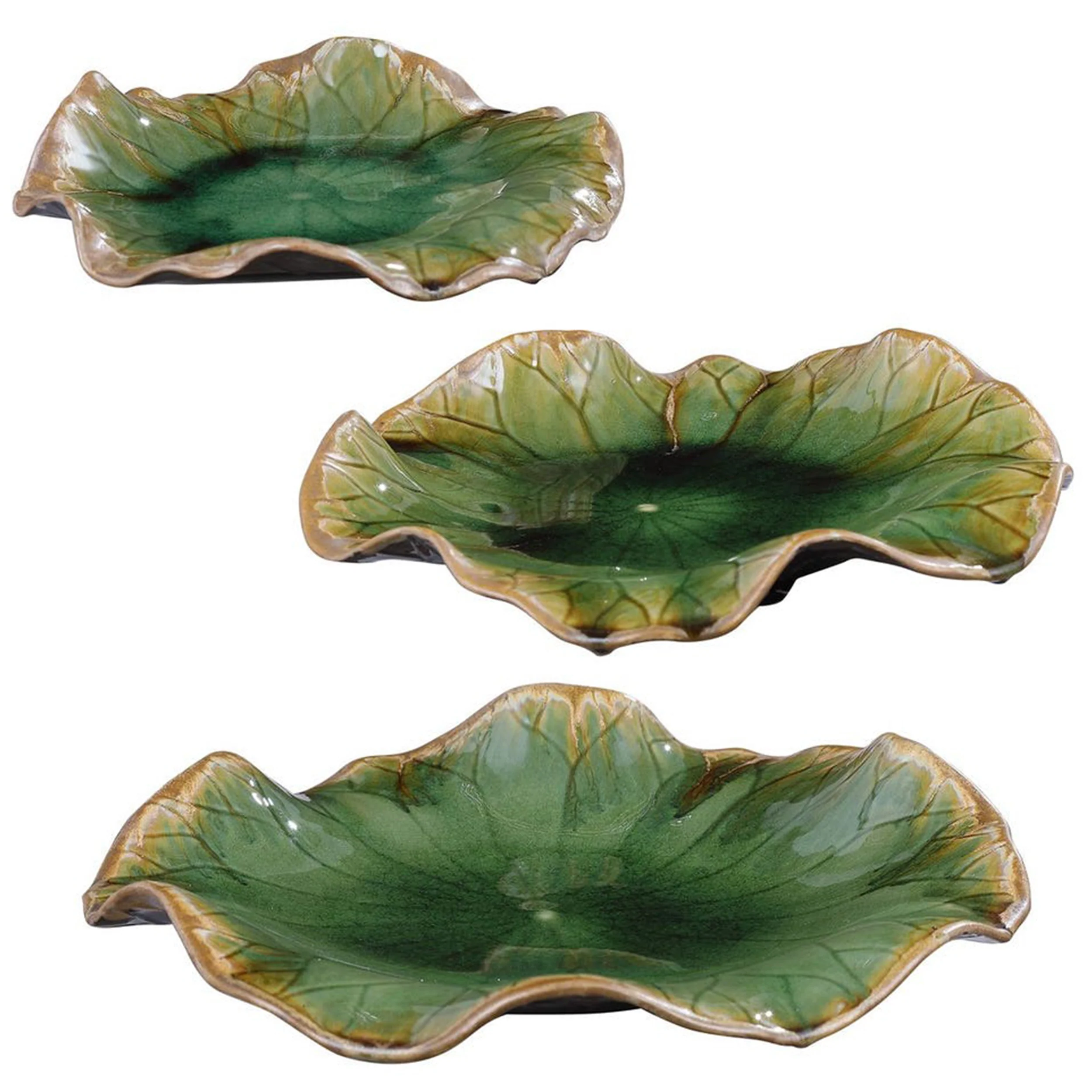 Abella Ceramic Outdoor Wall Decor, Green, Set of 3 - Image 2