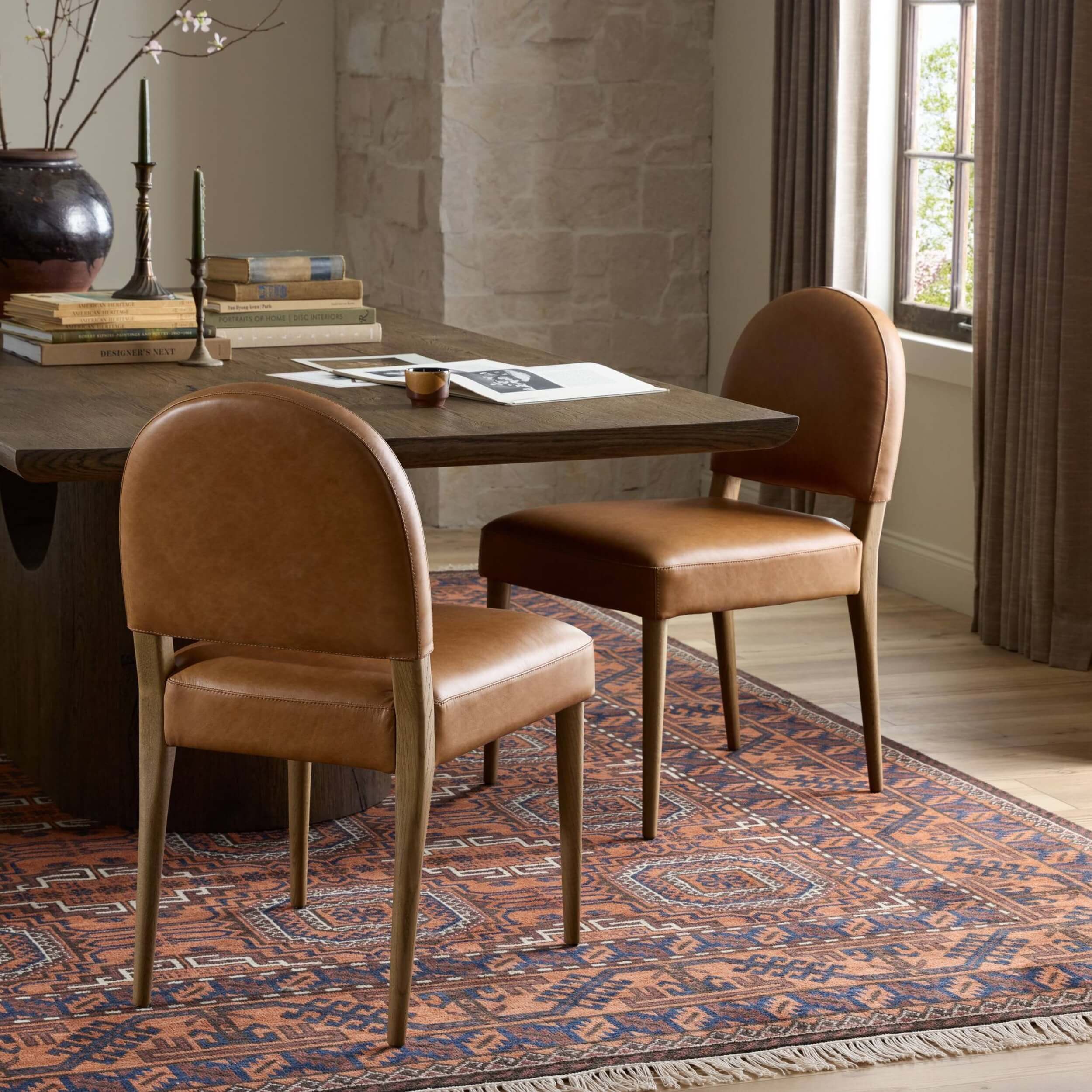 Abilene Leather Dining Chair, Chaps Saddle, Set of 2 by Four Hands - Image 6