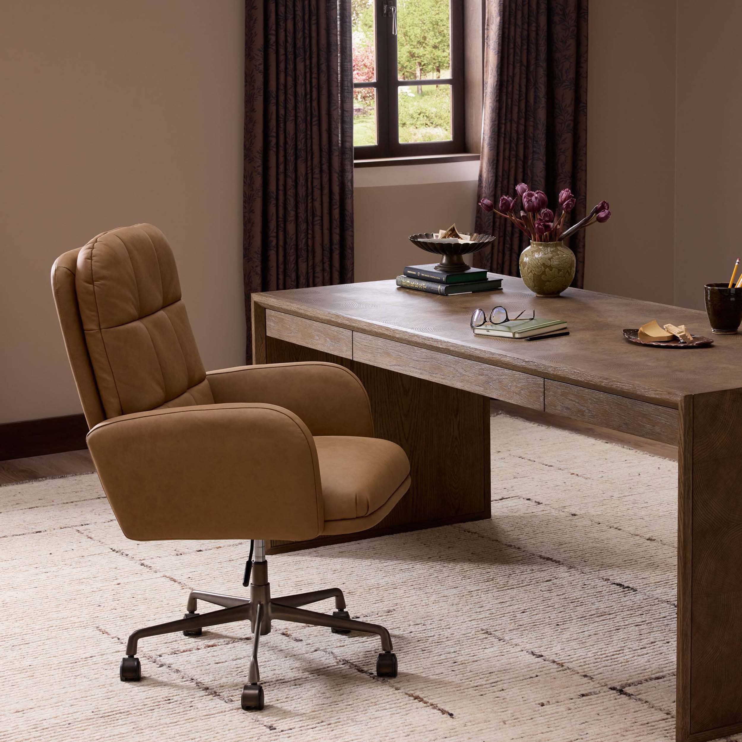 Acton Leather Desk Chair, Maestro Camel by Four Hands - Image 8