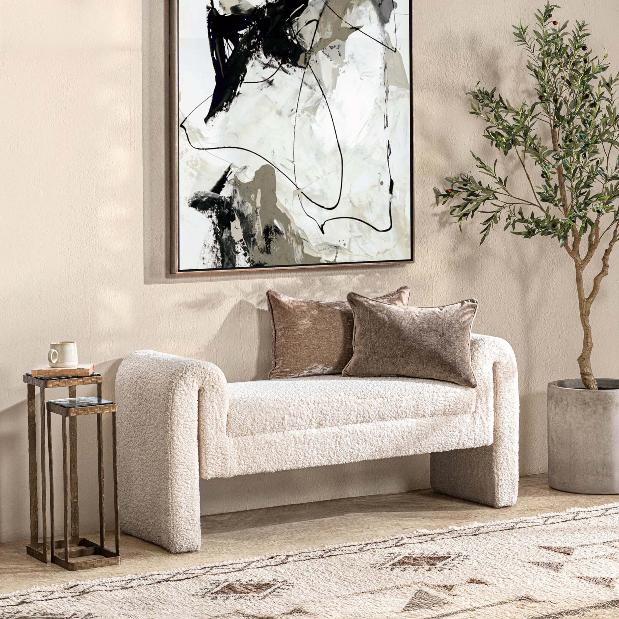 Ada Bench, Ivory Fleece - Image 5