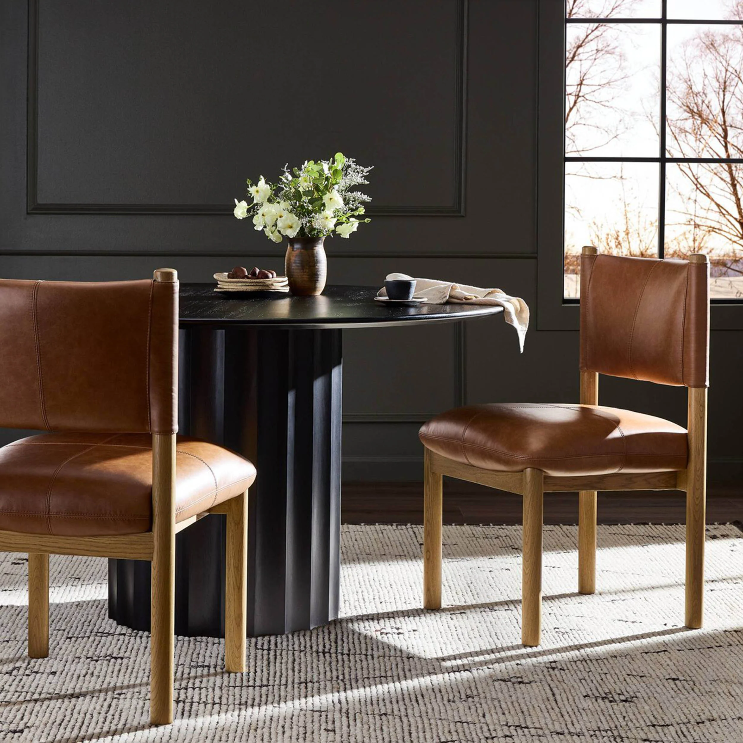 Adaline Leather Dining Chair, Sonoma Chestnut, Set of 2 by Four Hands - Image 5