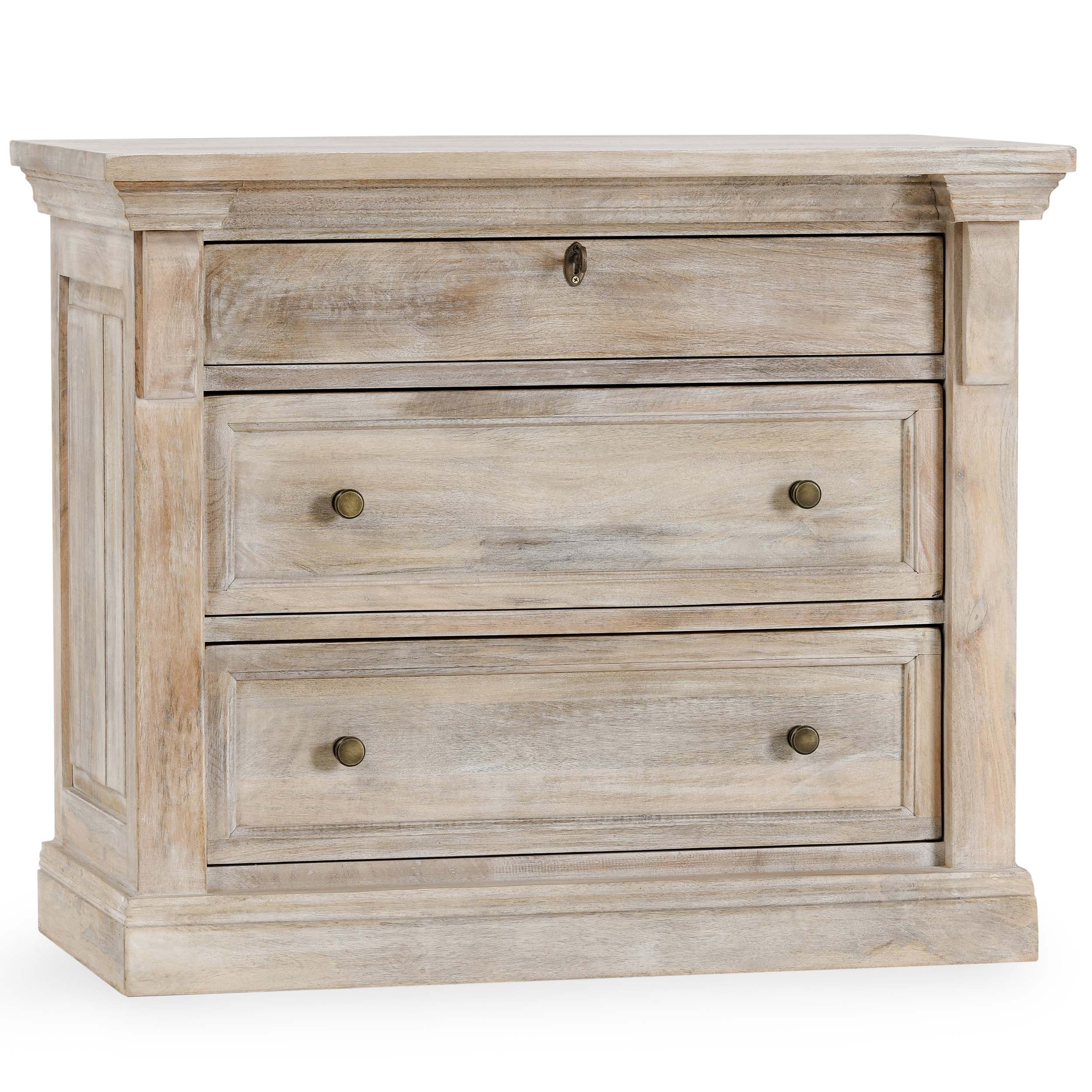 Adelaide 3 Drawer Nightstand, Natural White Wash