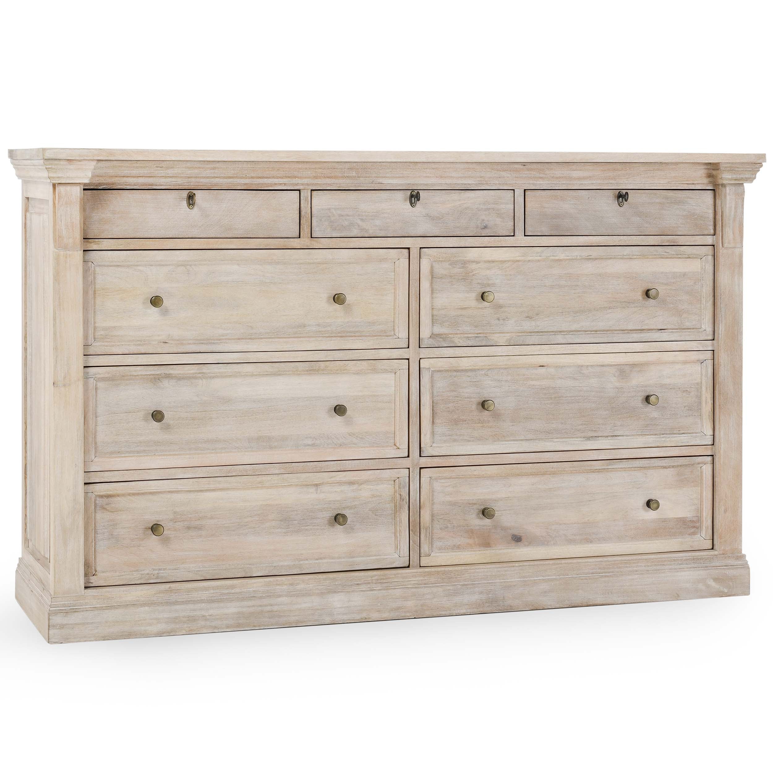 Adelaide 9 Drawer Dresser, Natural White Wash