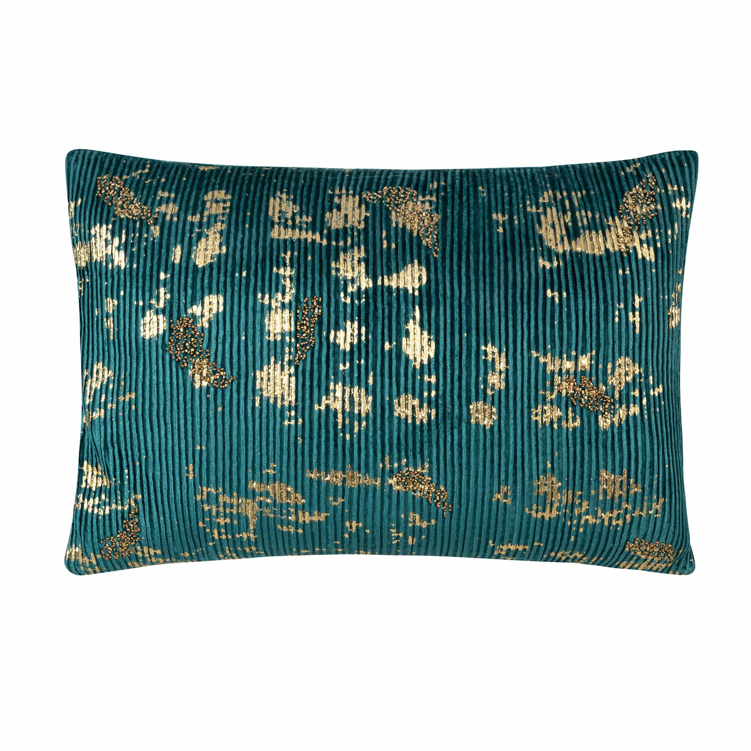 Adele Lumbar Pillow, Teal/Gold