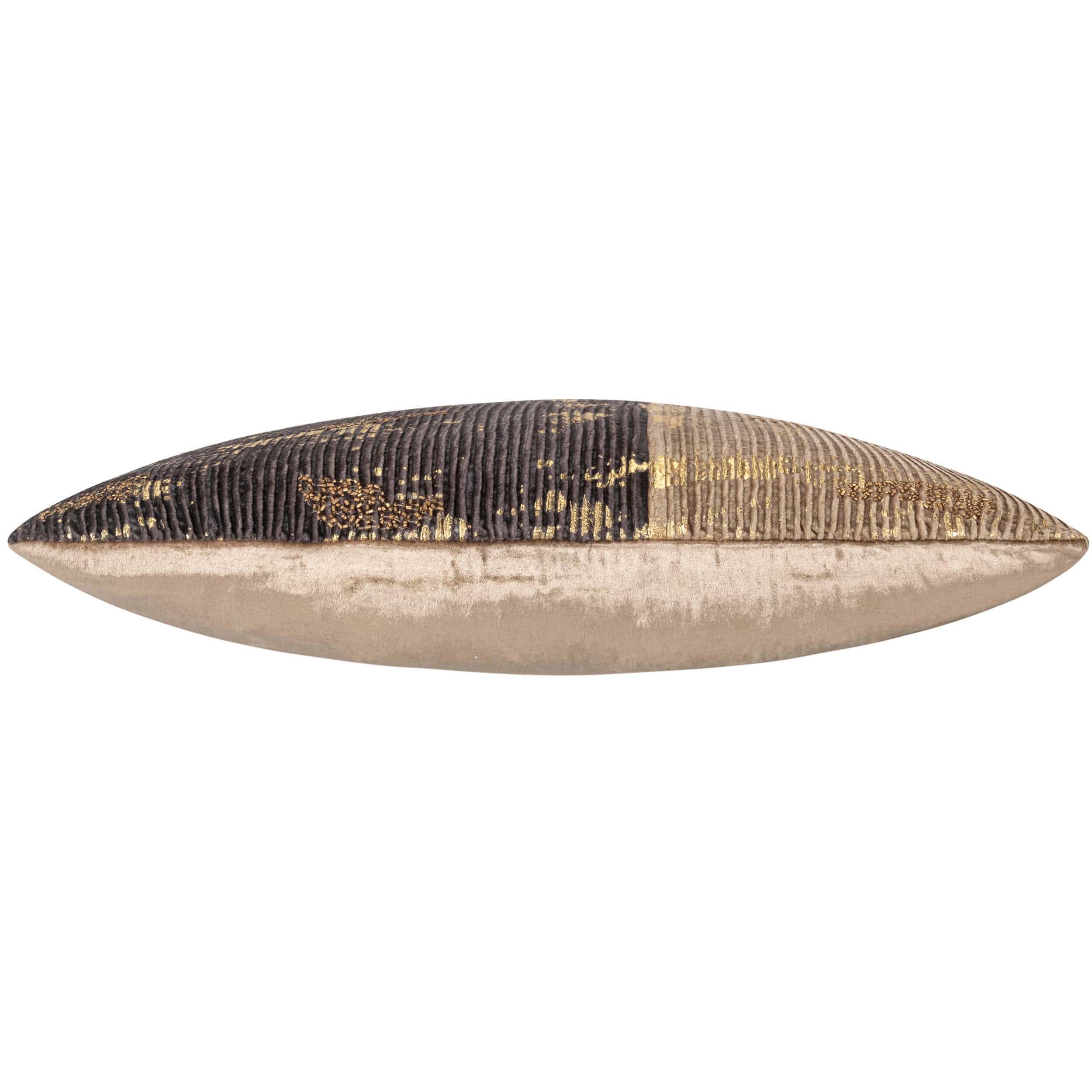 Adele Two Tone Lumbar Pillow, Charcoal/Gold - Image 2