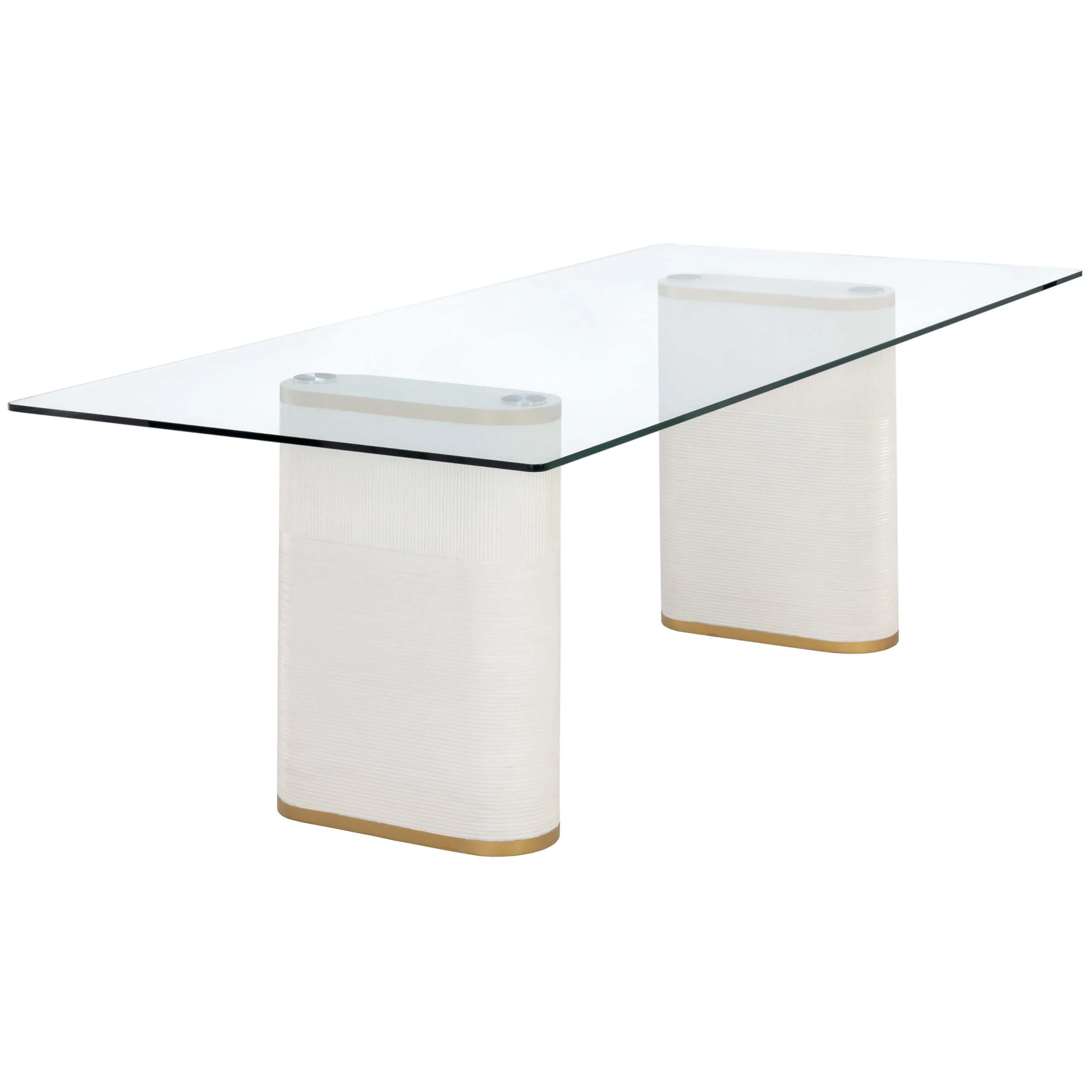 Aemond Rectangular Glass Top Dining Table, White