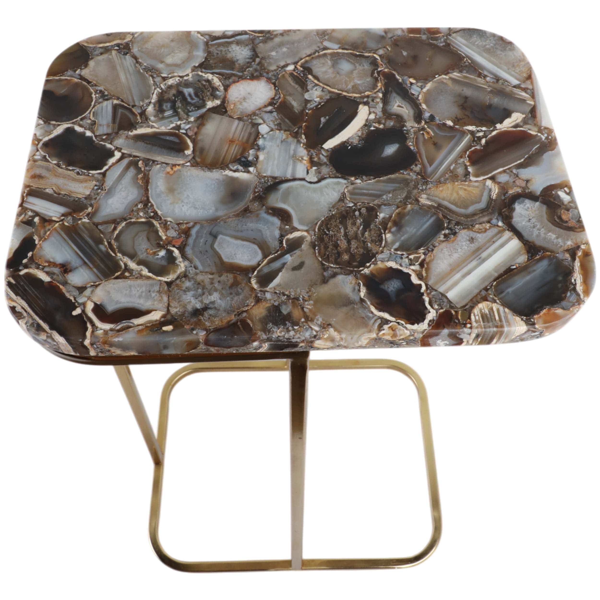 Agate Top C-Table, Black/Gold - Image 3