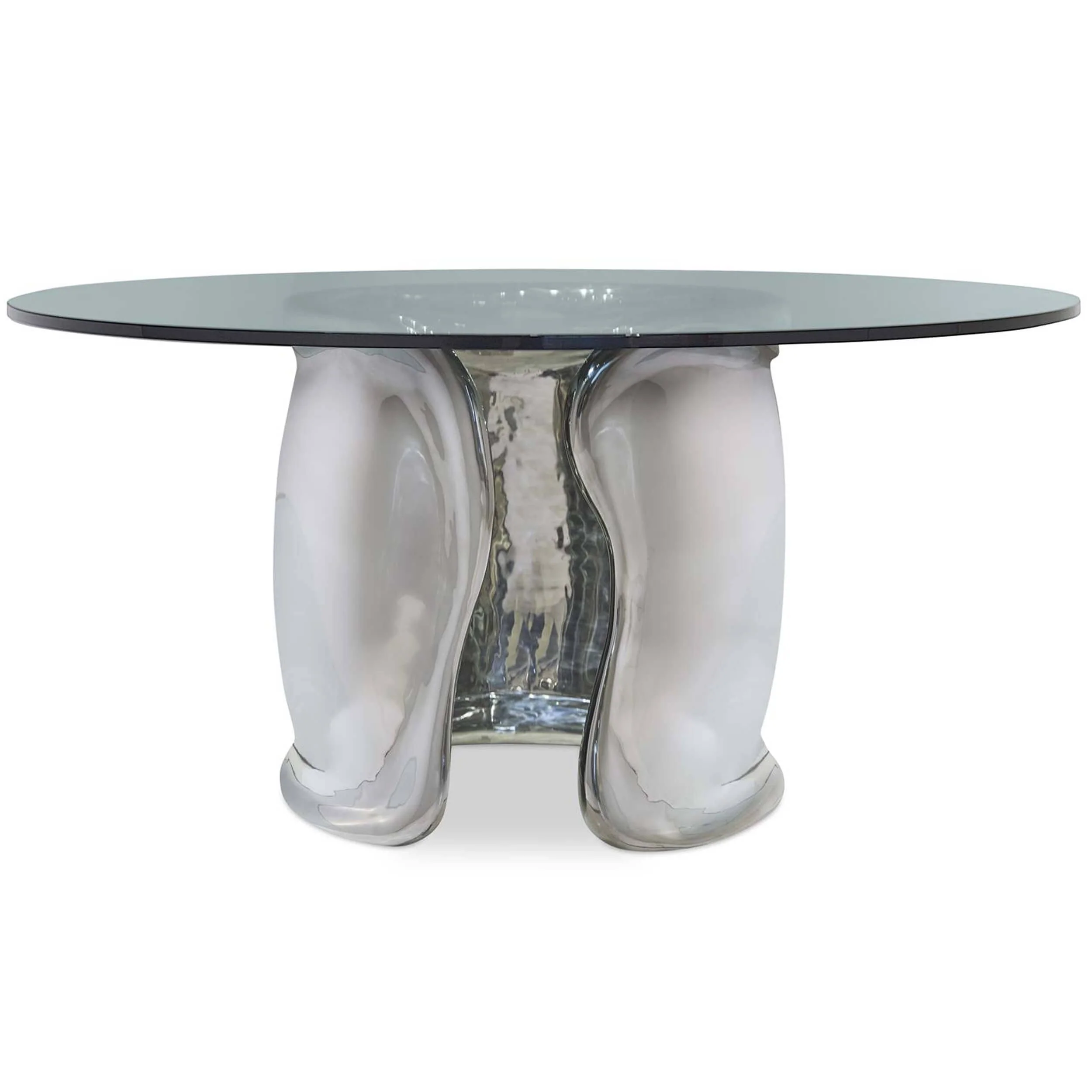 Agnes Glass Top Dining Table, Polished Stainless - Image 2