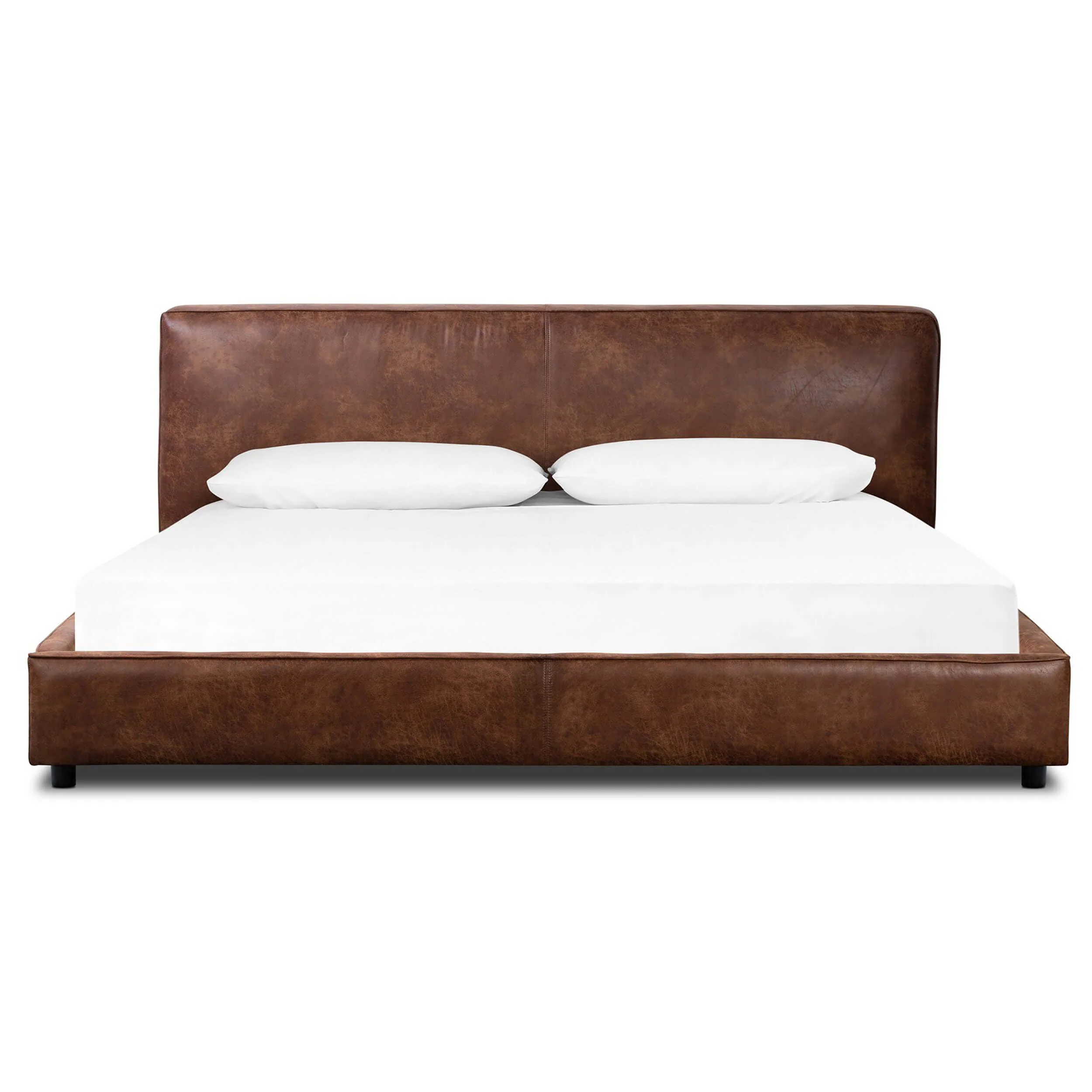 Aidan Faux Leather Bed, Vintage Tobacco by Four Hands - Image 2