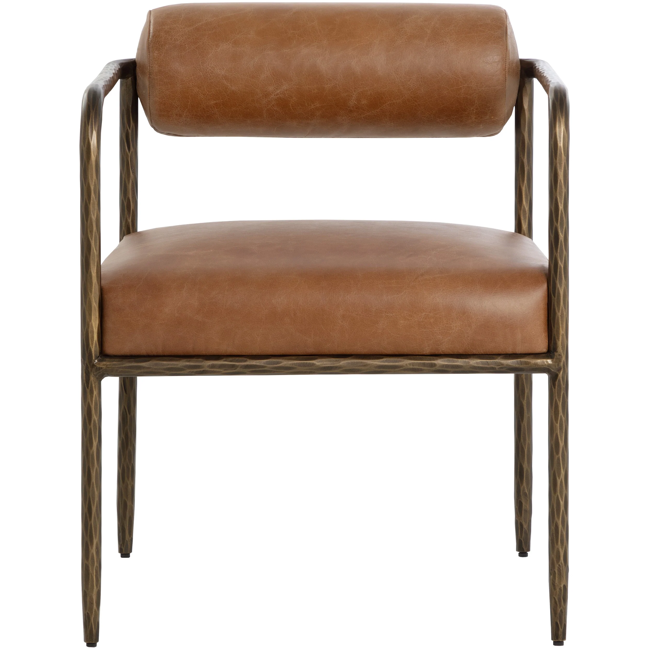 Ajani Leather Dining Arm Chair, Tan - Image 2