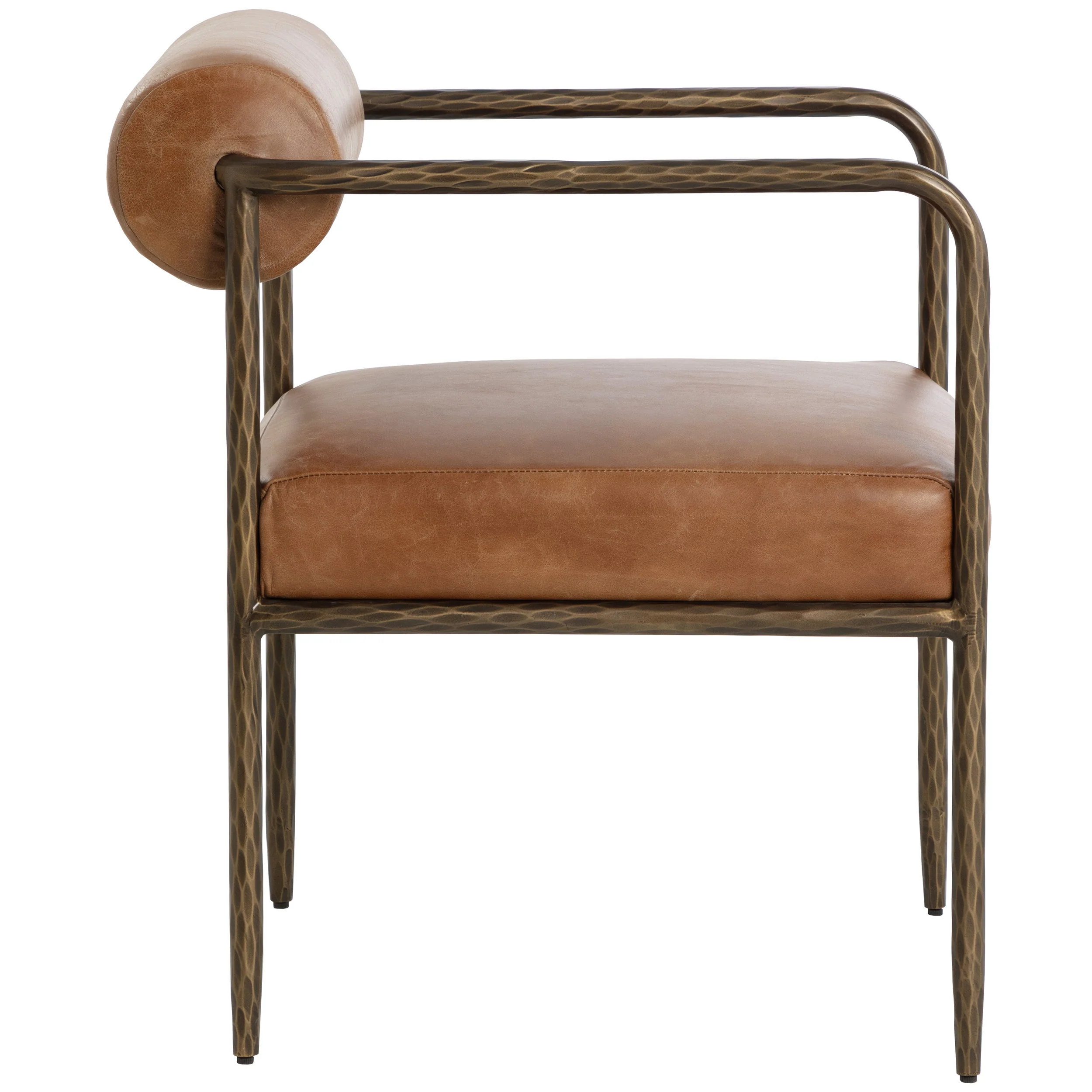 Ajani Leather Dining Arm Chair, Tan - Image 3