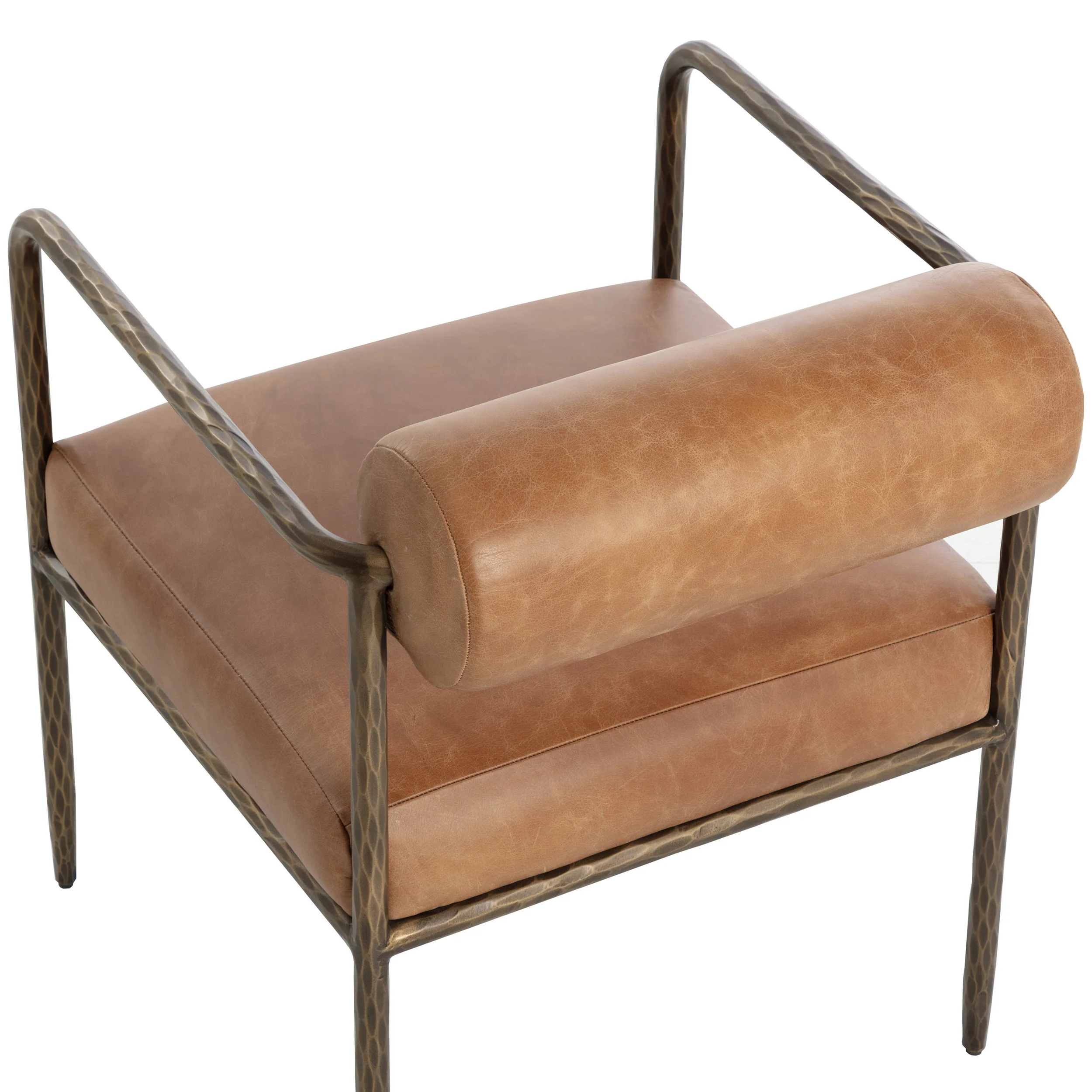 Ajani Leather Dining Arm Chair, Tan - Image 5