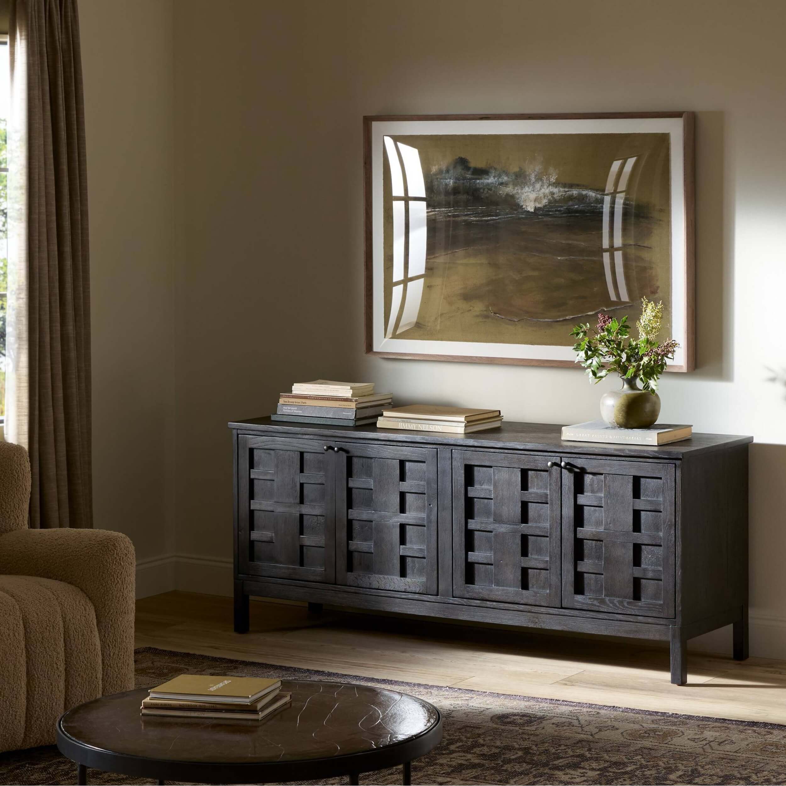 Alessio Media Console, Smoked Black by Four Hands - Image 8