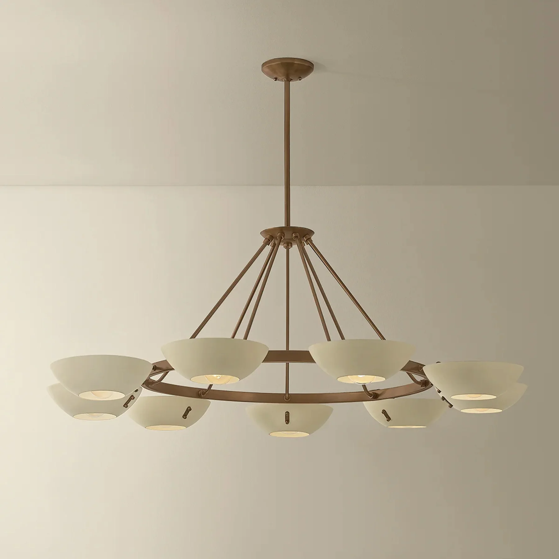 Alturas 9 Light Chandelier, Patina Brass/Soft Sand - Image 3