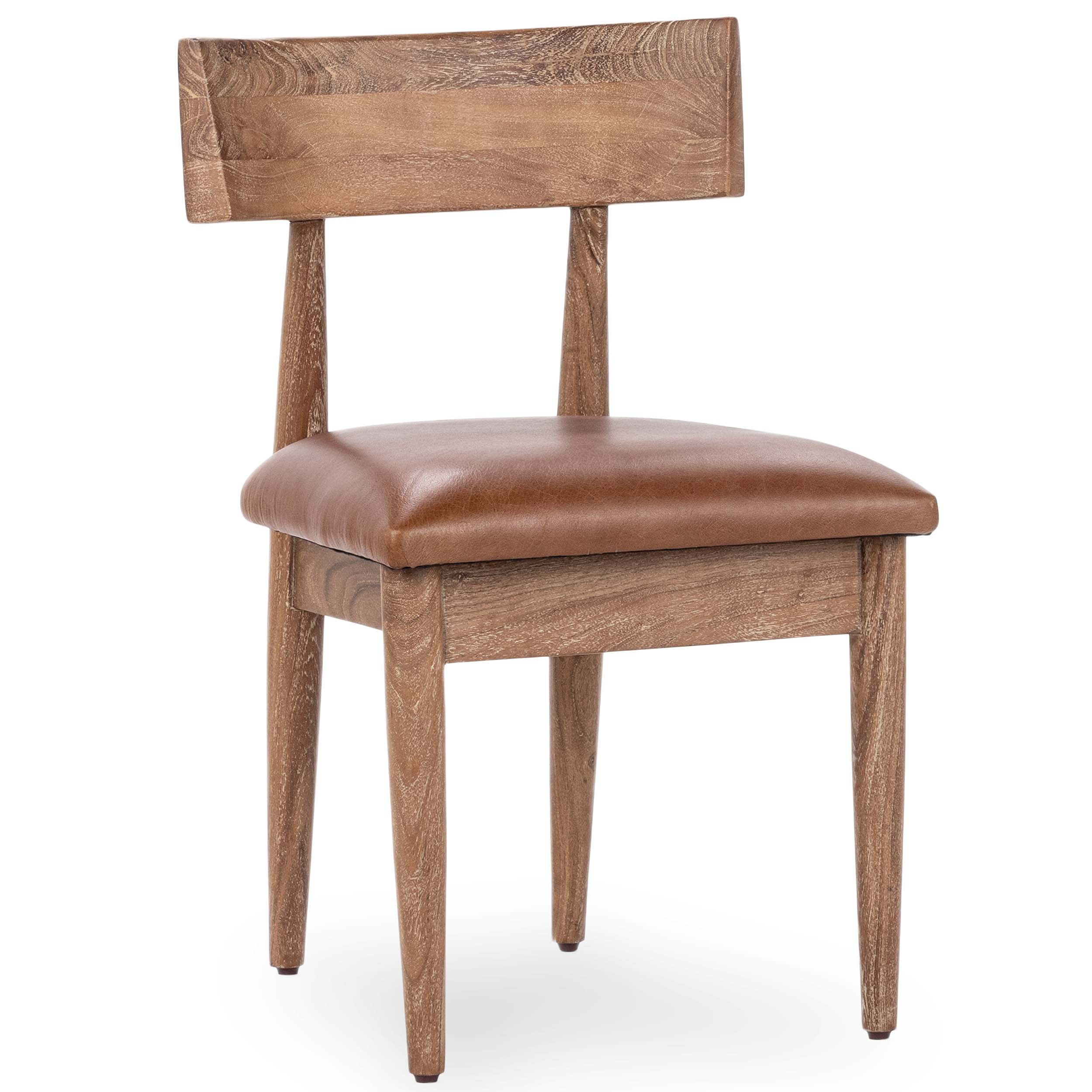 Alvaro Leather Dining Chair Set of 2, Golden Wheat