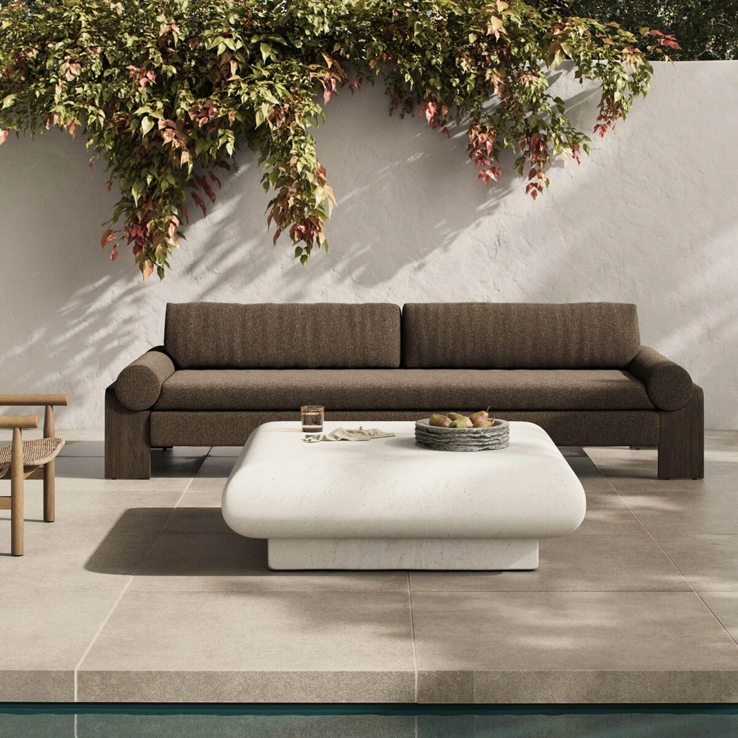 Ambra 48" Outdoor Coffee Table, Aged White by Four Hands - Image 4