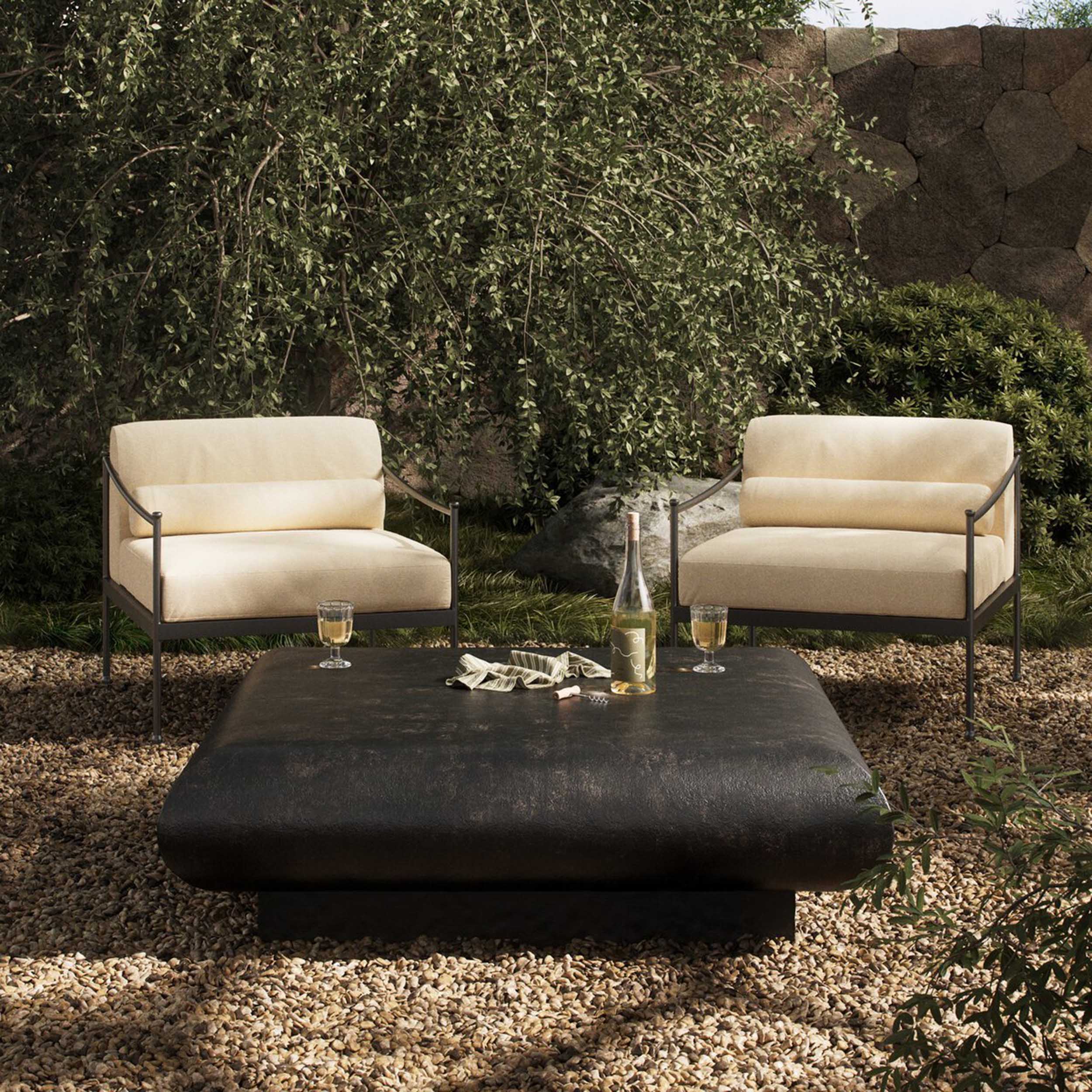 Ambra 48" Outdoor Coffee Table, Distressed Bronze by Four Hands - Image 5