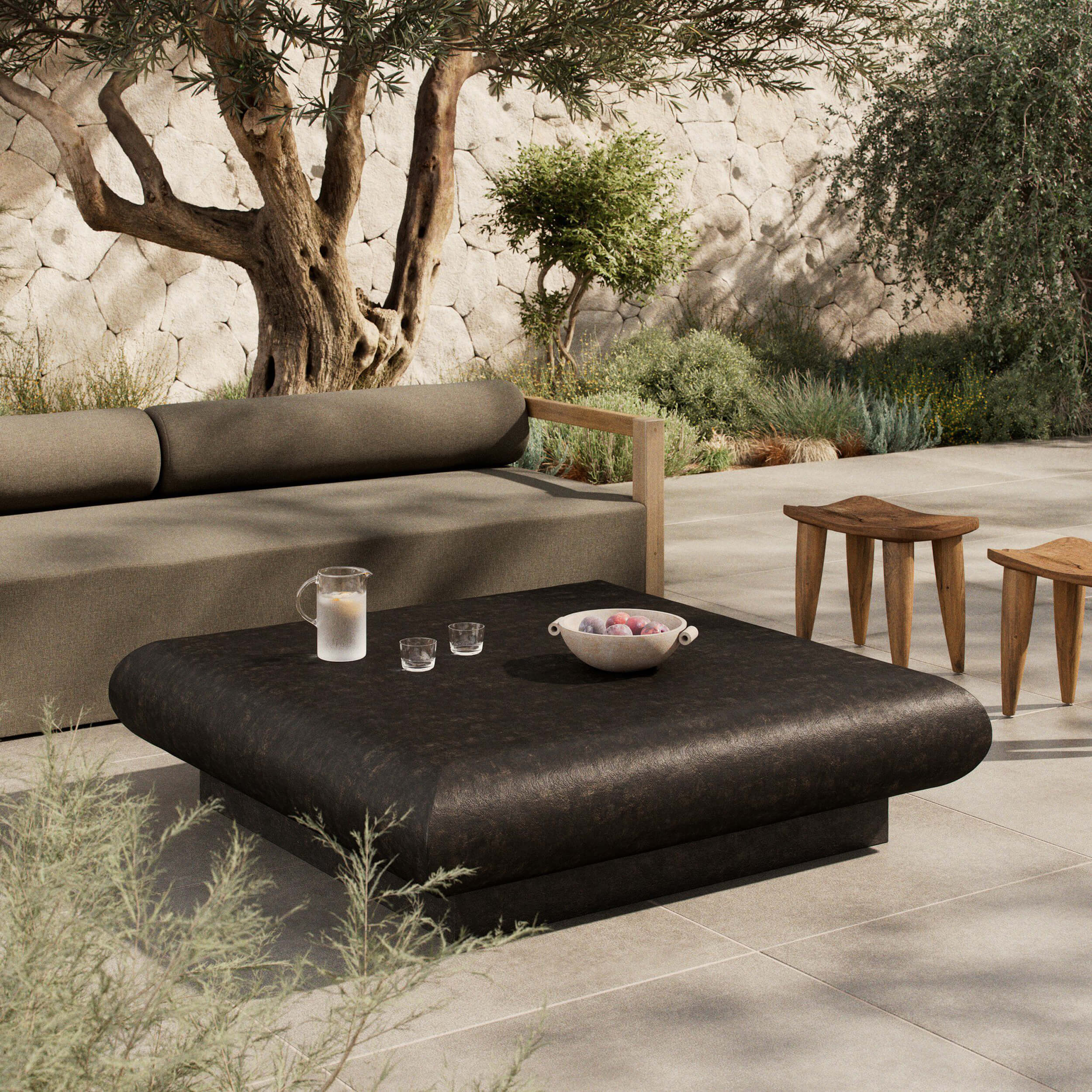 Ambra Outdoor Coffee Table, Distressed Bronze by Four Hands - Image 6
