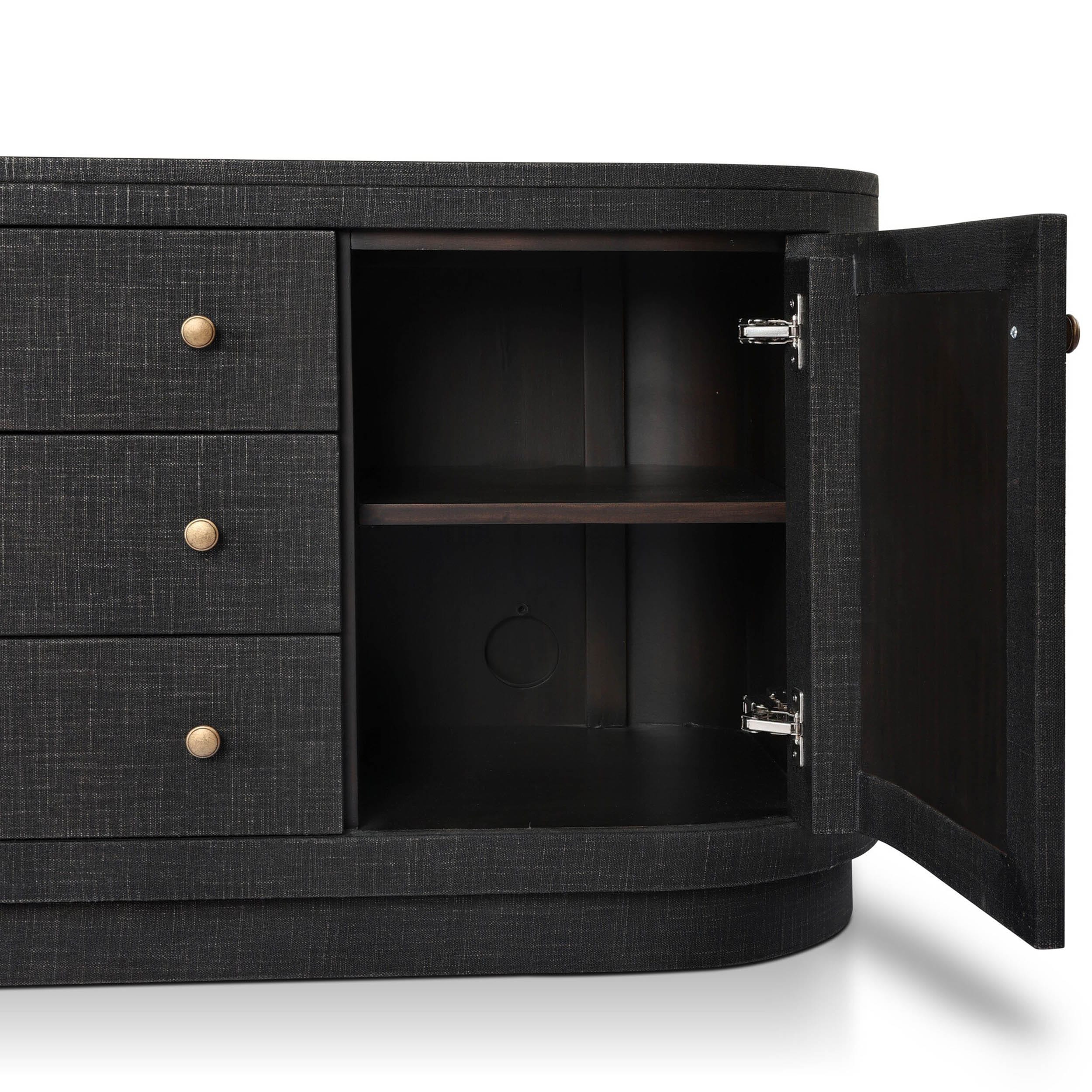 Amelia Media Console, Black Linen by Four Hands - Image 5