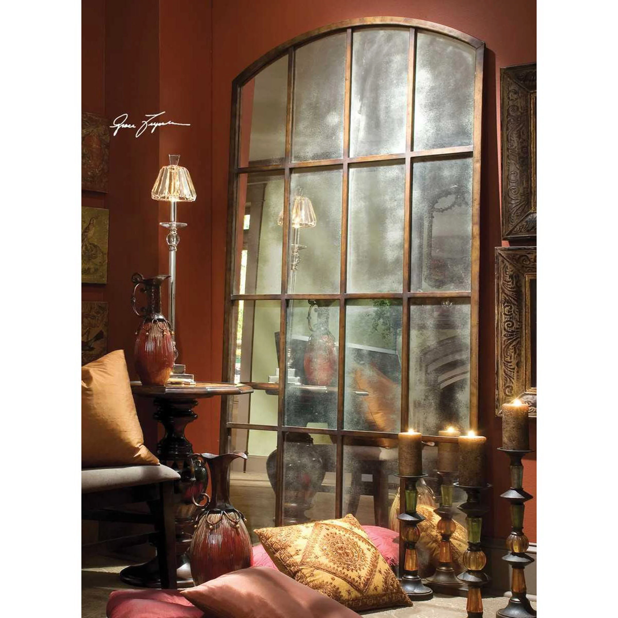 Amiel Large Arch Mirror, Bronze - Image 4