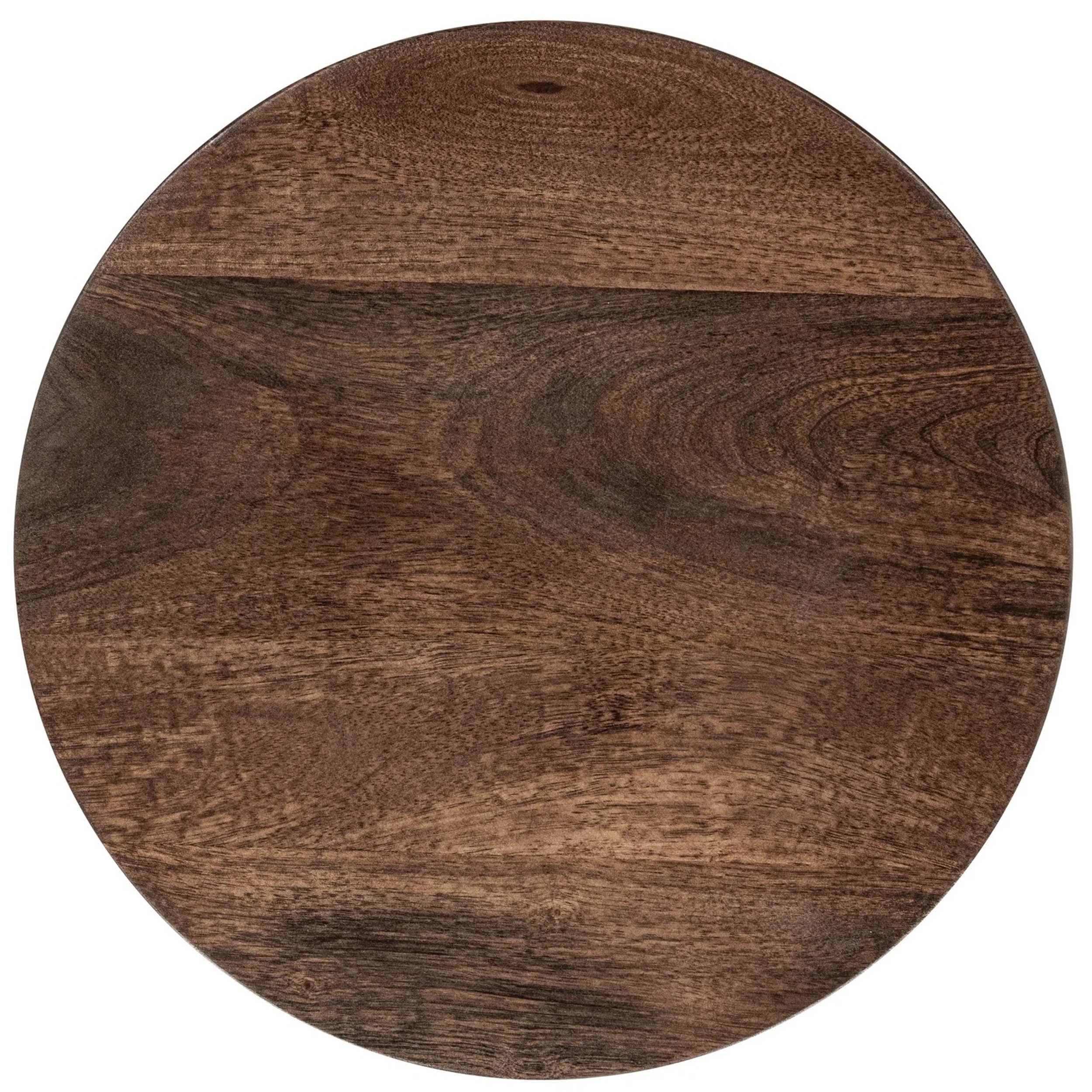 Andra Leather Round Accent Table, Cocoa Brown - Image 2