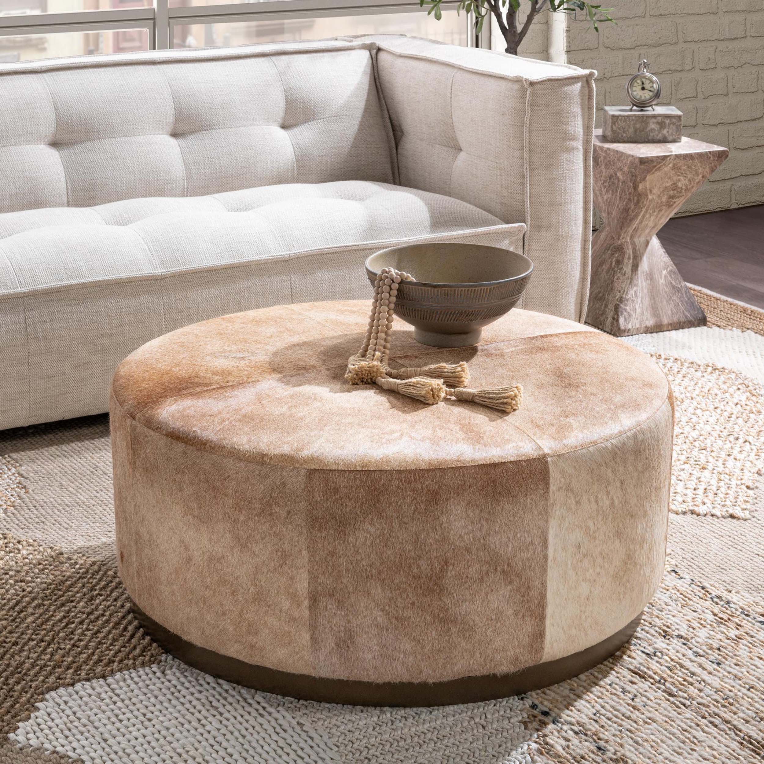 Andre Round Ottoman, Canyon Dust - Image 4