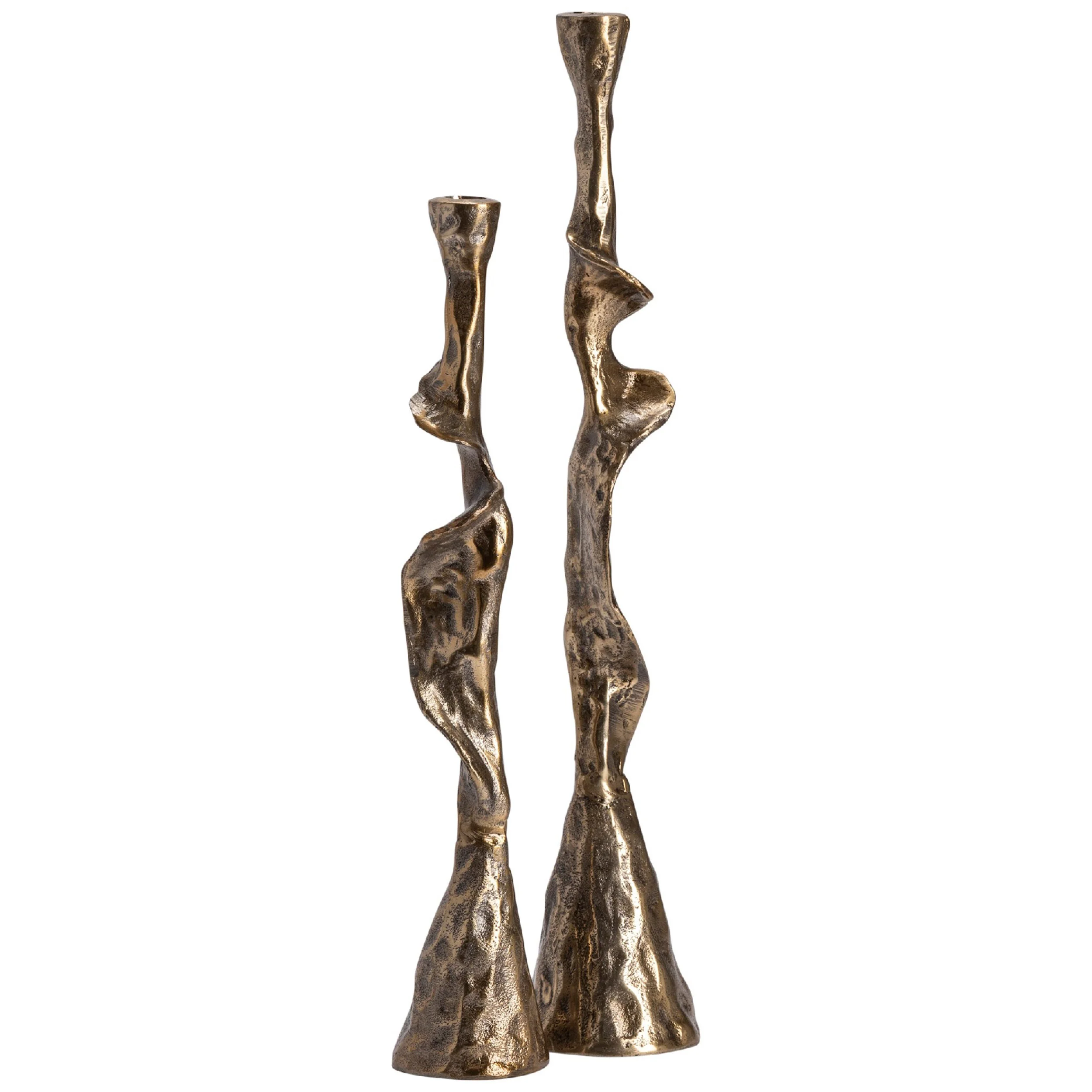 Andrews Twisted Taper Candlesticks, Antique Silver, Set of 2