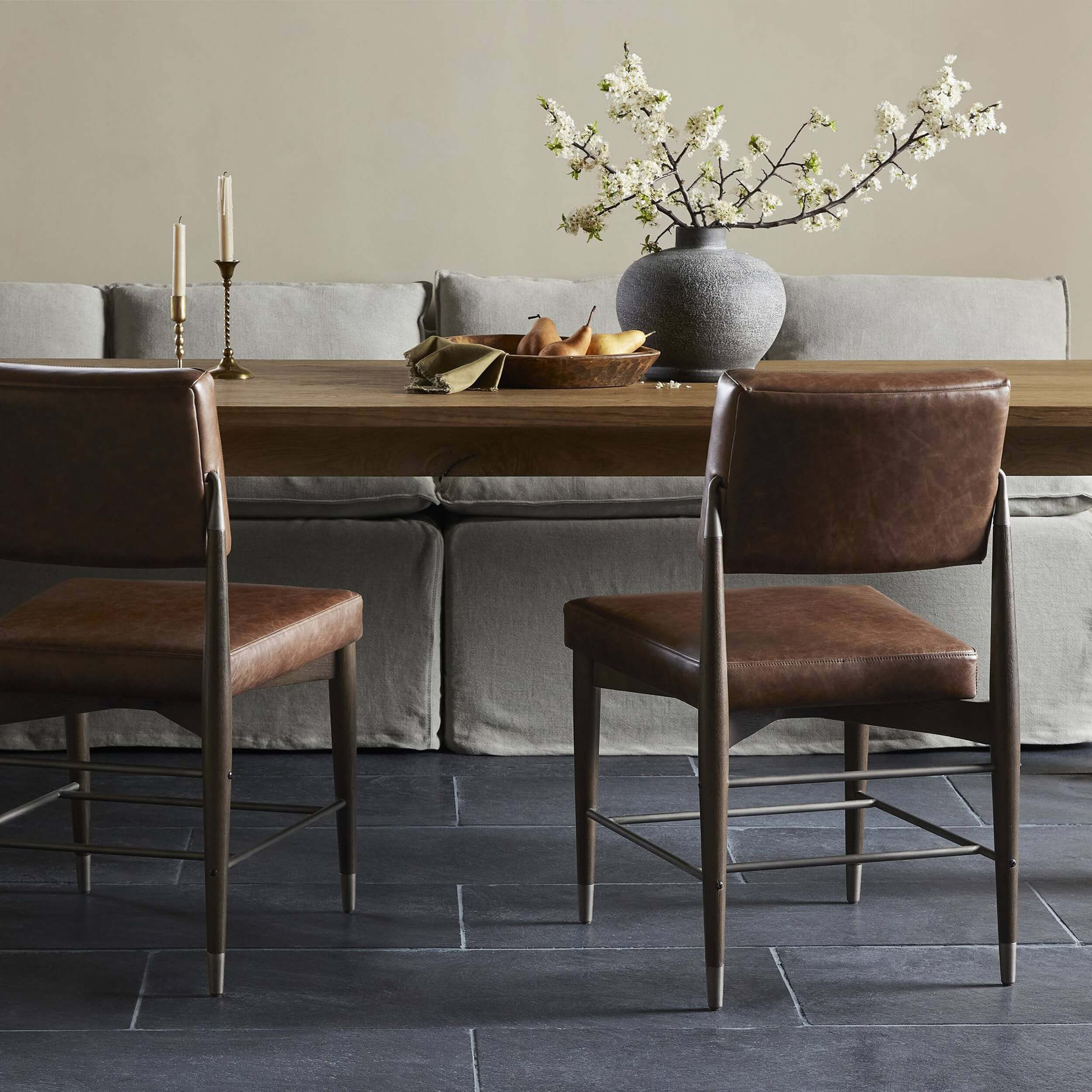 Anton Leather Dining Chair, Havana Brown, Set of 2 by Four Hands - Image 7