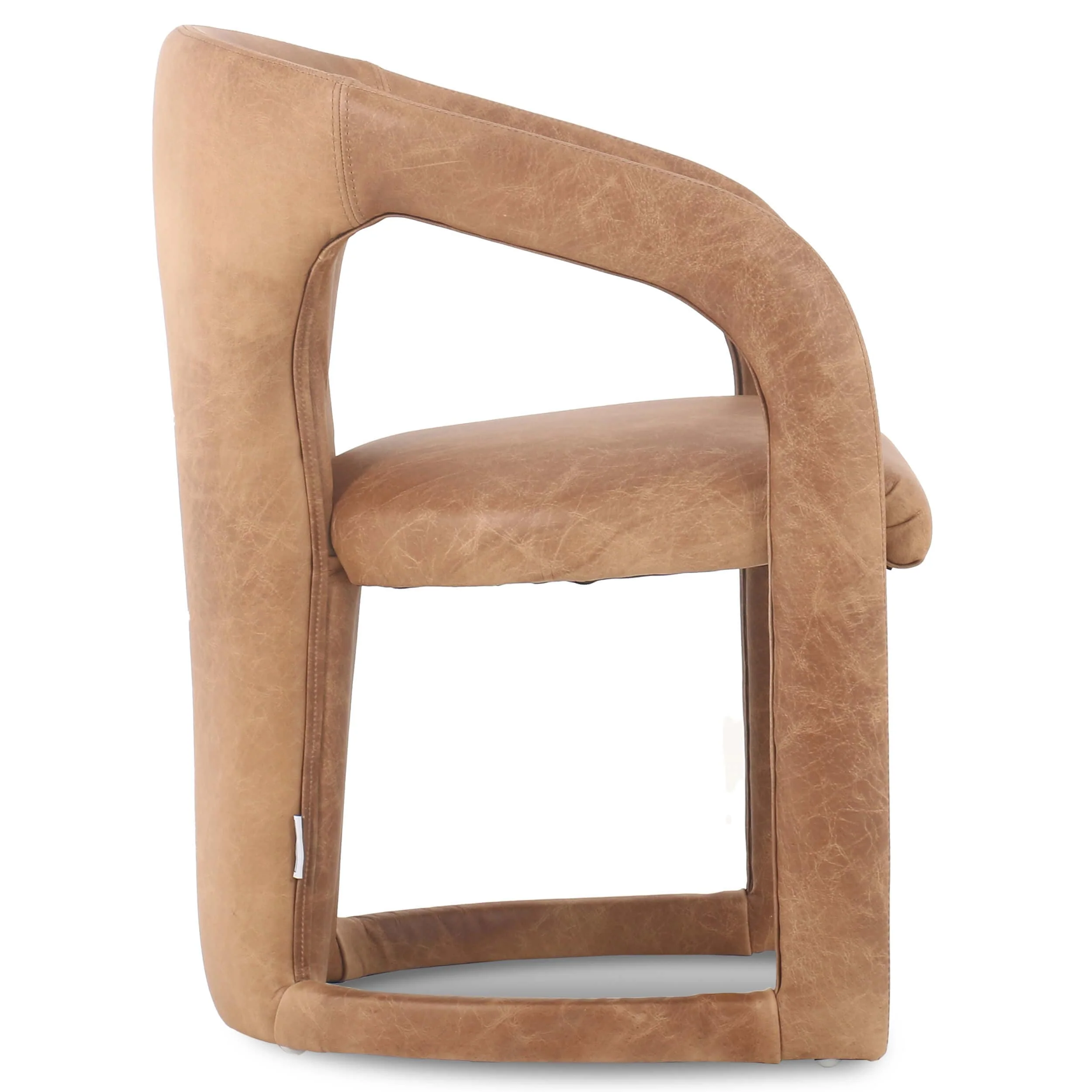 Archie Leather Dining Chair, Tan, Set of 2 - Image 3