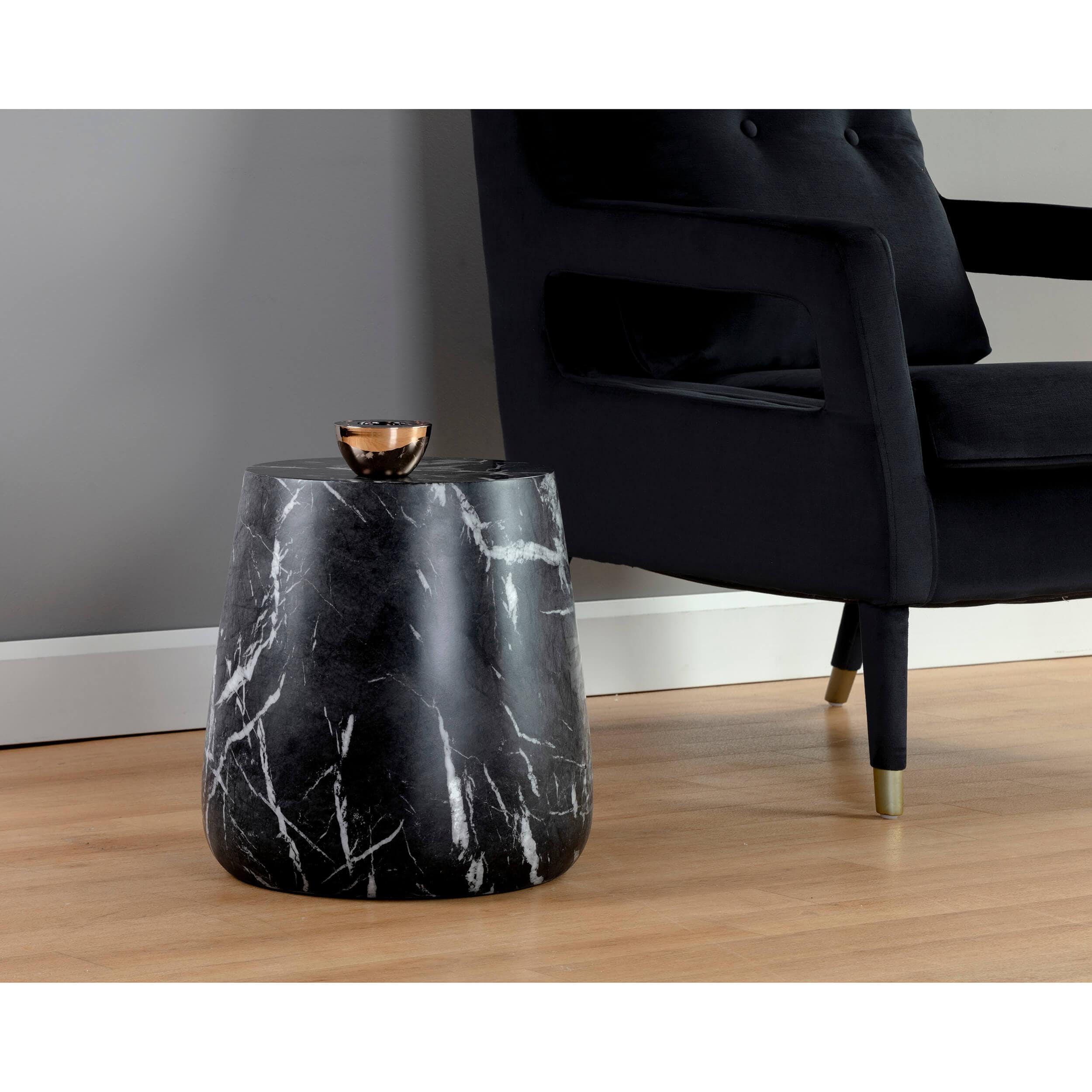 Aries Side Table, Black Marble Look - Image 3