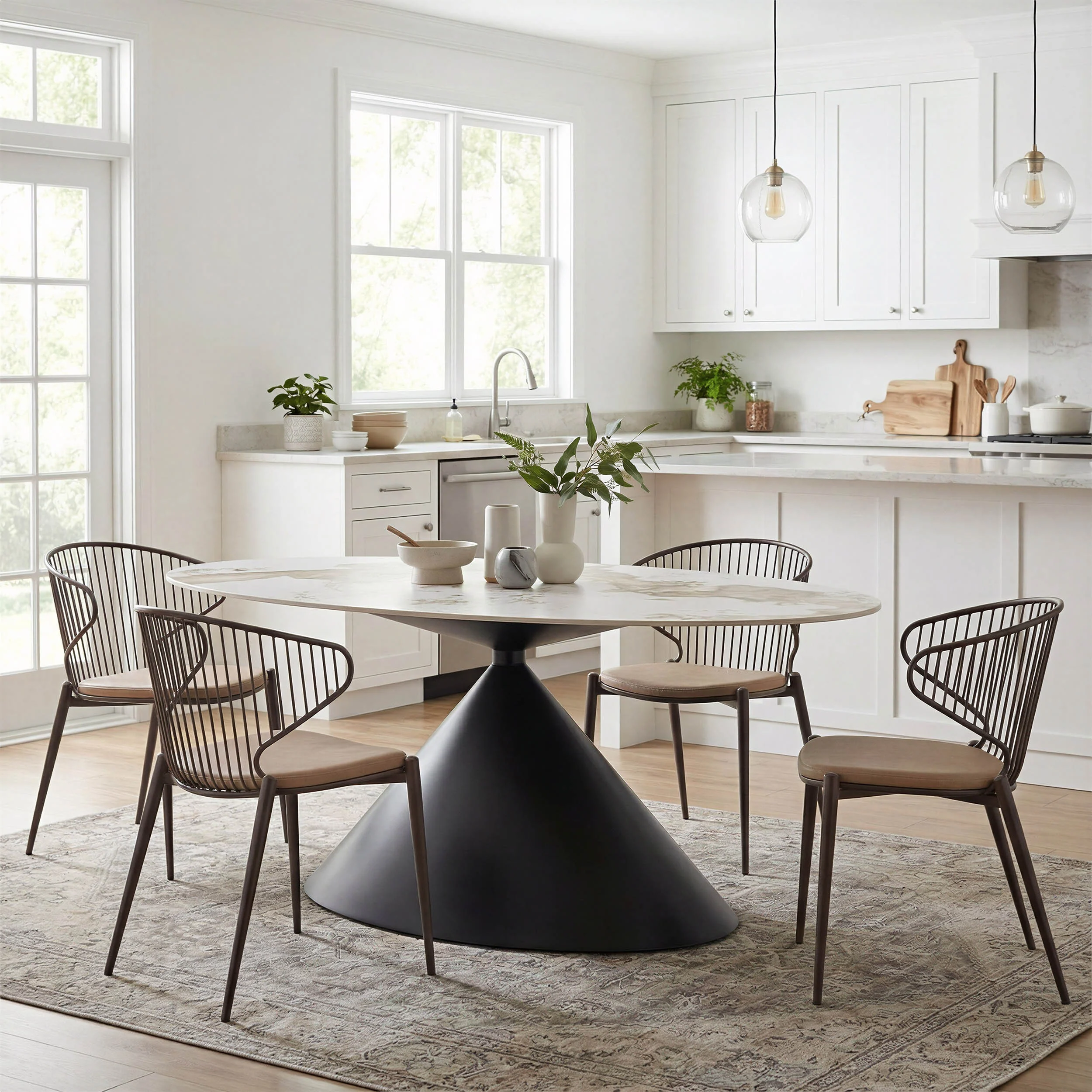Armana Dining Table, White/Brown - Image 6
