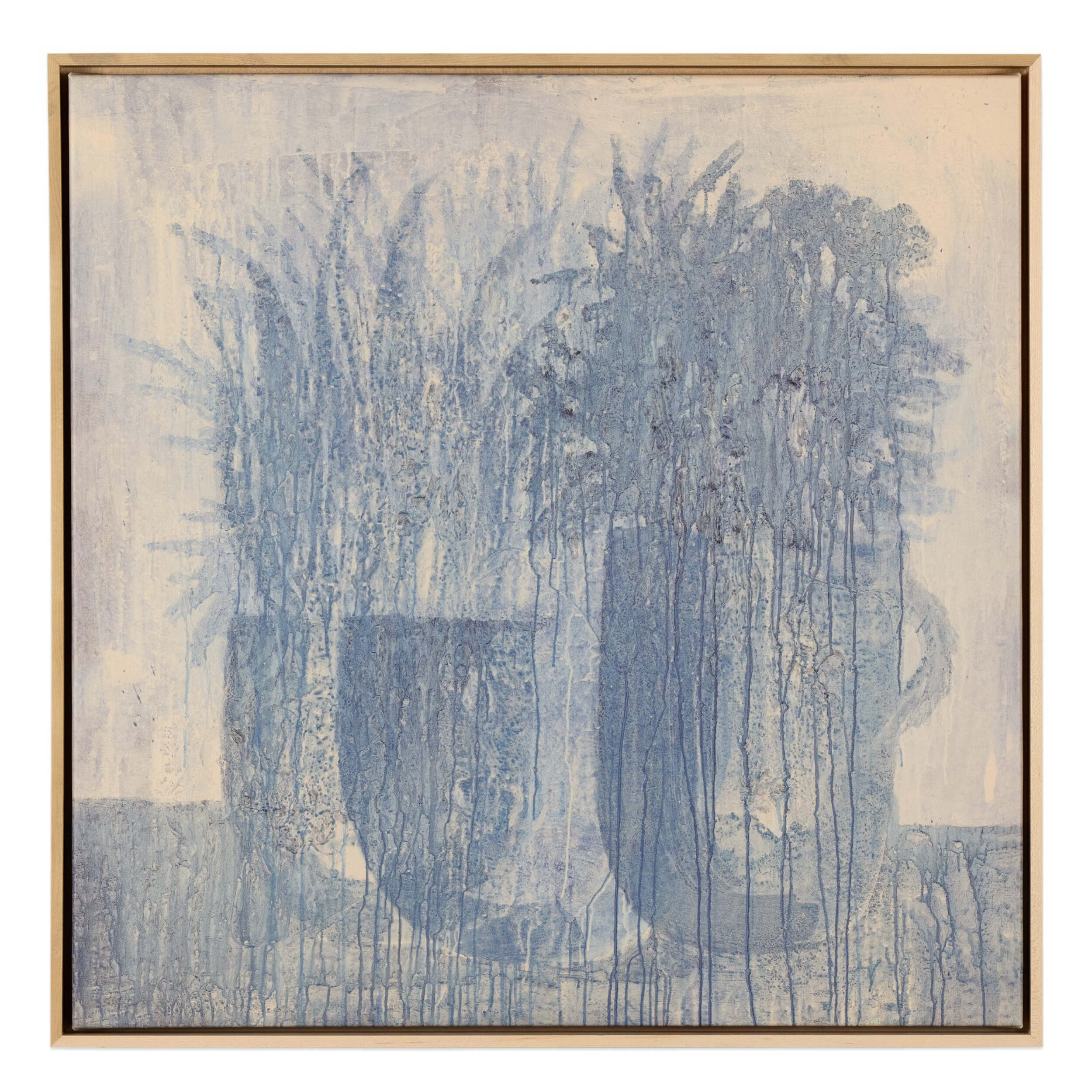 Blue Flowers No. 1 by Benjamin Galvan, Natural Maple Floater by Four Hands