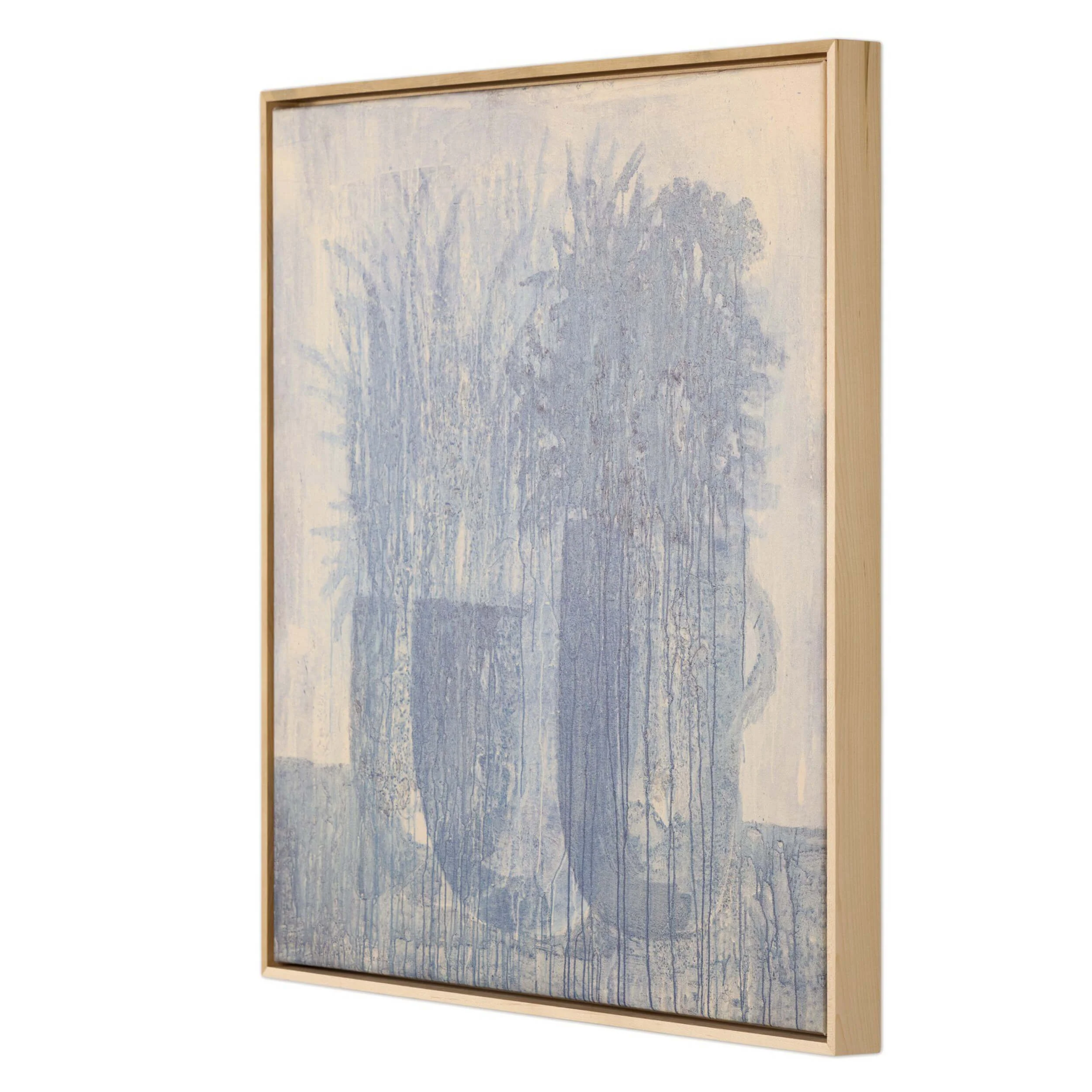 Blue Flowers No. 1 by Benjamin Galvan, Natural Maple Floater by Four Hands - Image 2