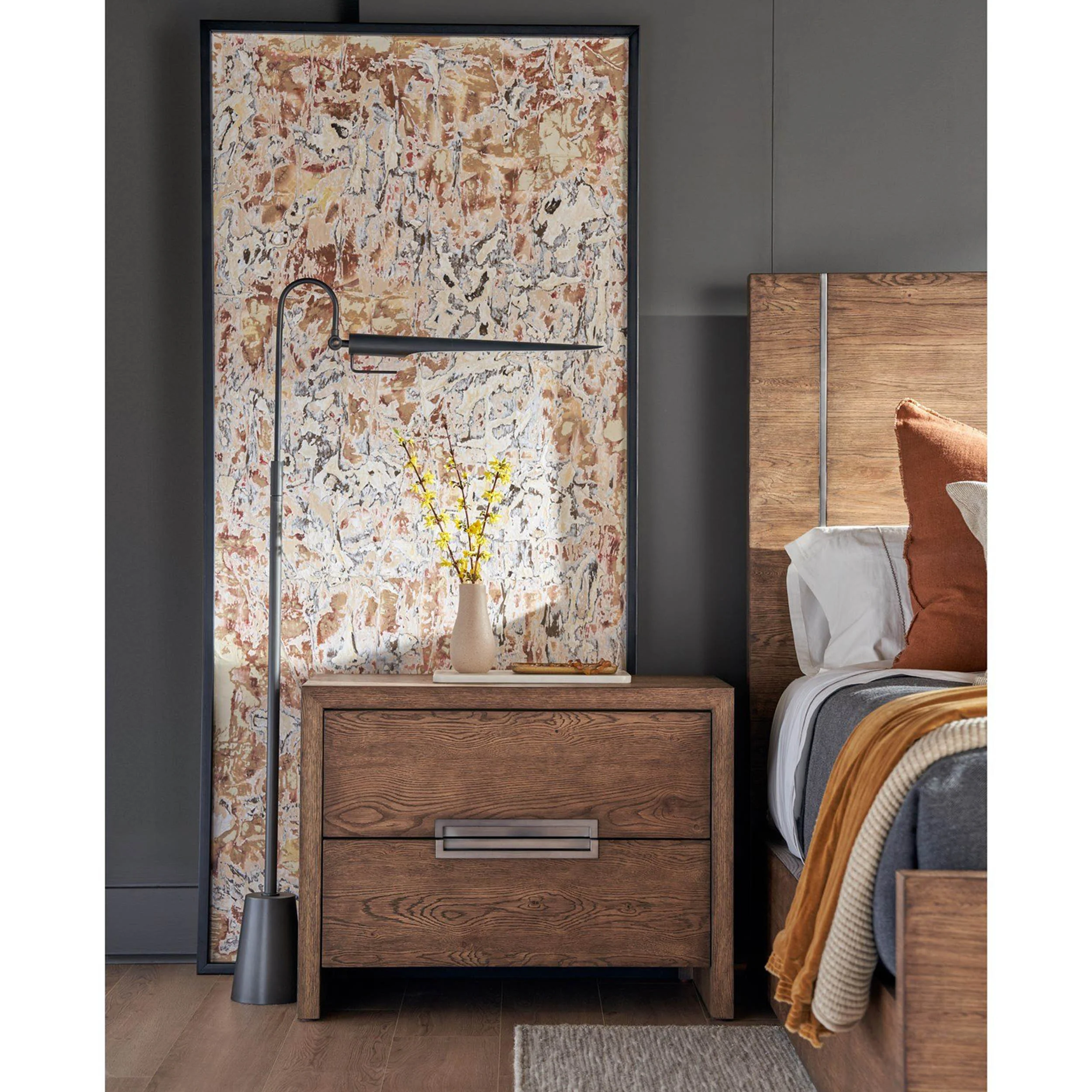 Atlas 2 Drawer Nightstand, Medium Brown - Image 3