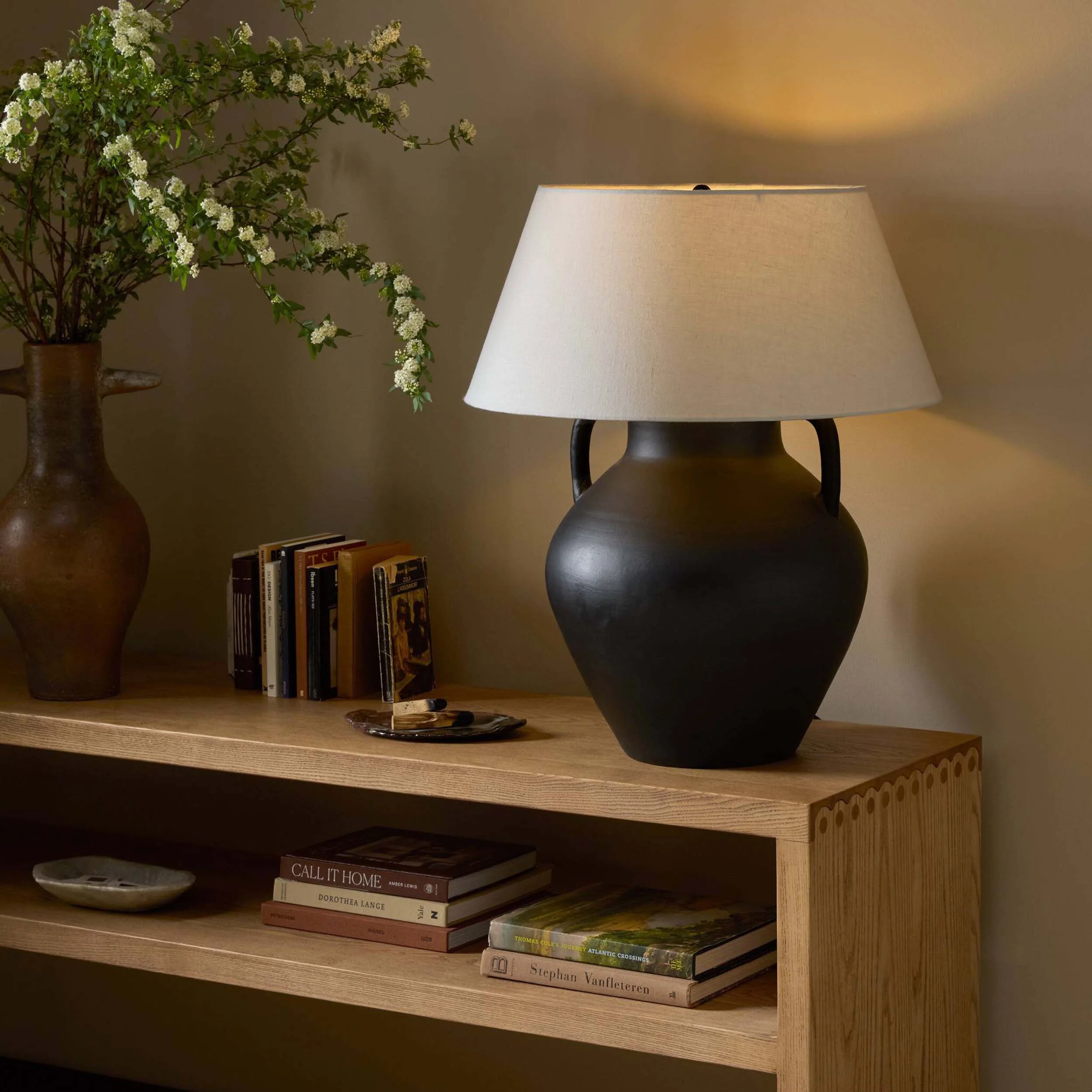 Atrani Table Lamp, Aged Black Terracotta by Amber Lewis x Four Hands - Image 7